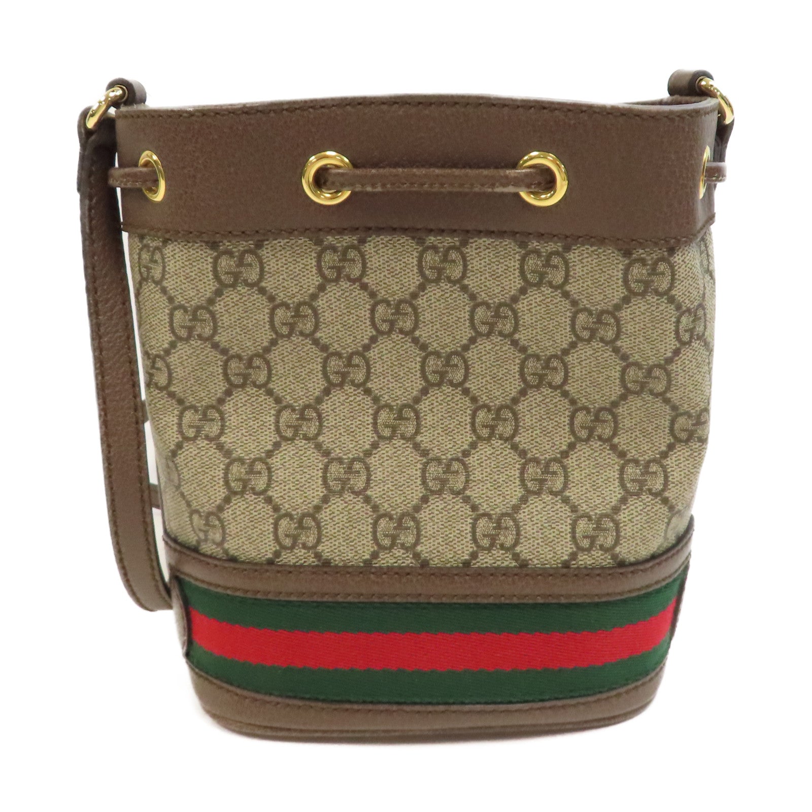 GUCCI 塗層帆布Ophidia Mini Bucket金扣肩背袋啡色