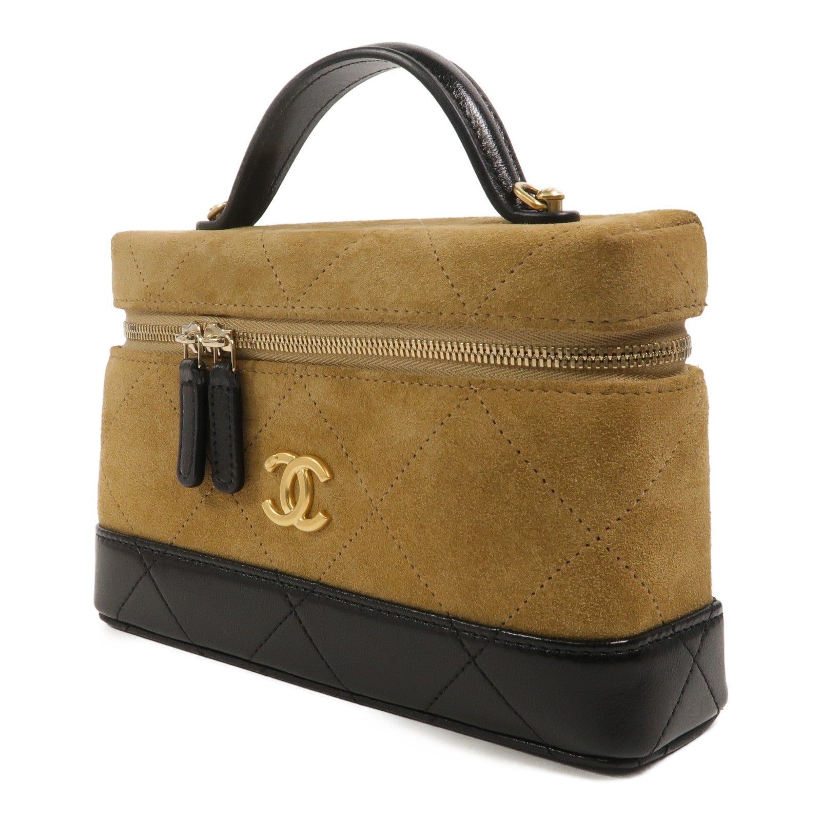 CHANEL 麂皮皮革Vanity With Chain鏈帶手挽肩背兩用袋