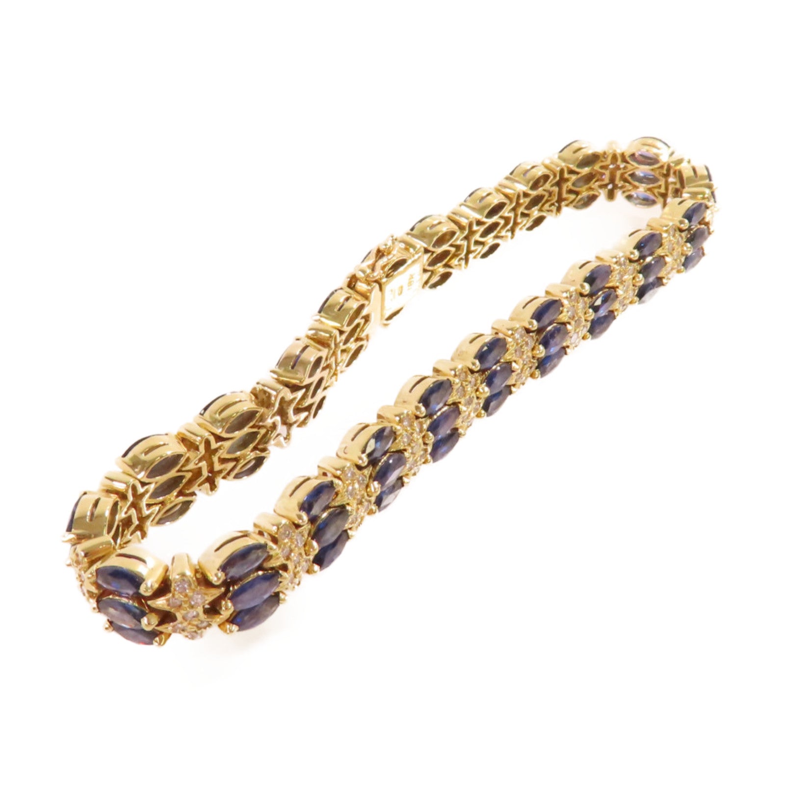JEWELRY 【激減優惠】18K黃金/7.00ct藍寶石/1.60ct鑽石Sapphire Diamond Blaceret手鏈