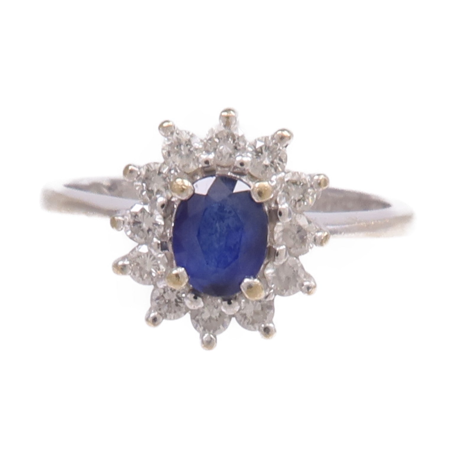 JEWELRY 【激減優惠】18K白金Sapphire Diamond Ring藍寶石/鑽石戒指US#4.25