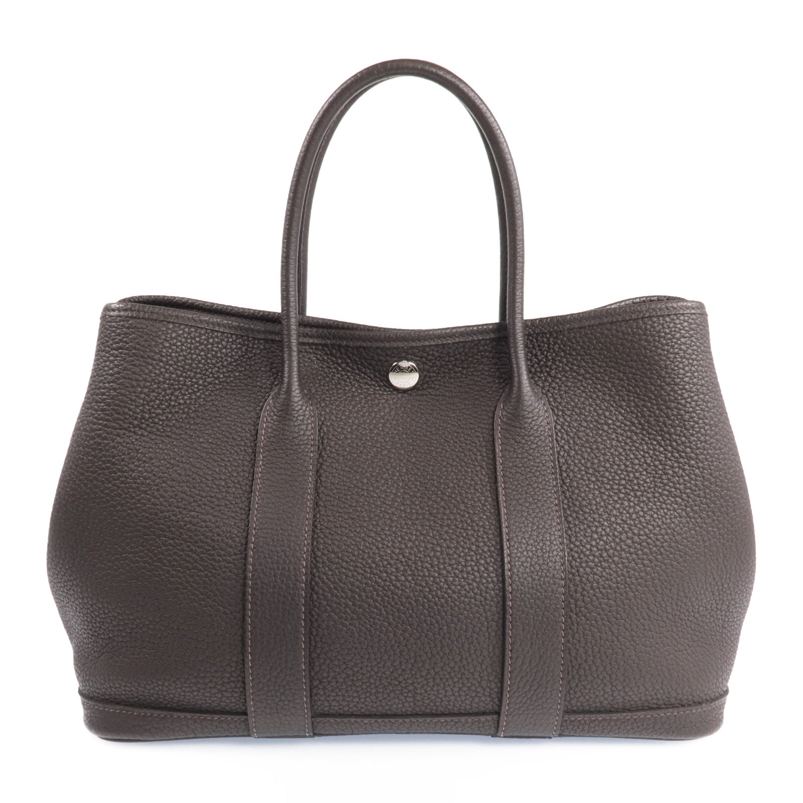 HERMES Negonda皮革Garden Party TPM銀扣手挽袋Ebene