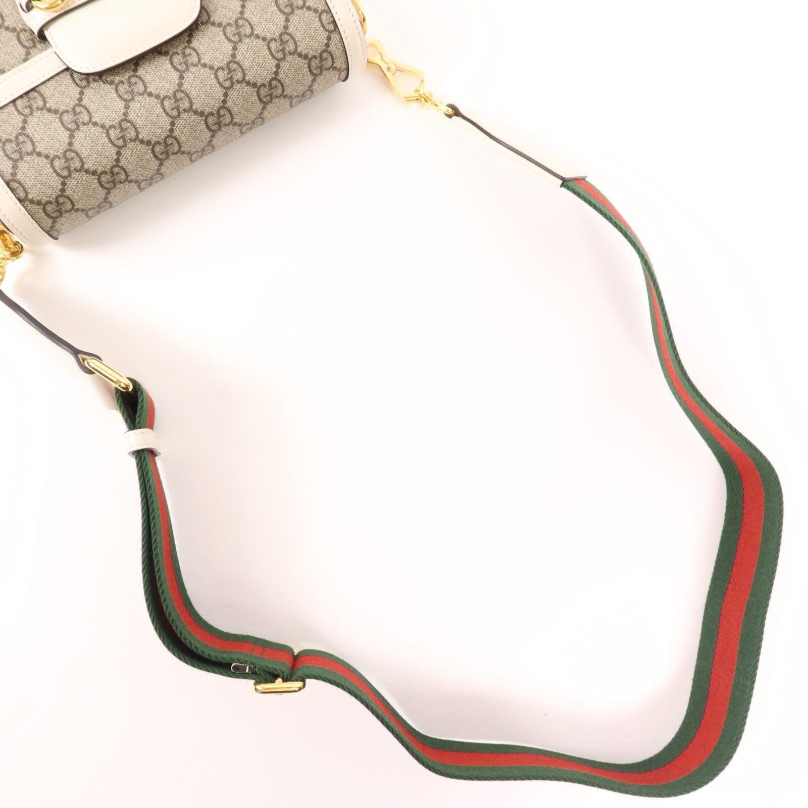 GUCCI 塗層帆布/皮革Horsebit 1955金扣肩背袋