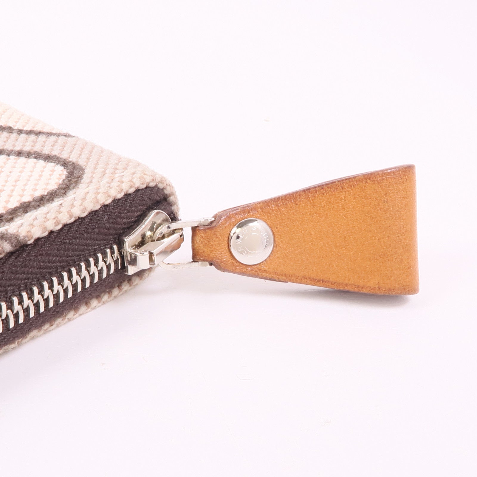 HERMES 帆布Quadrige Azap Wallet銀扣錢包Orange/Beige