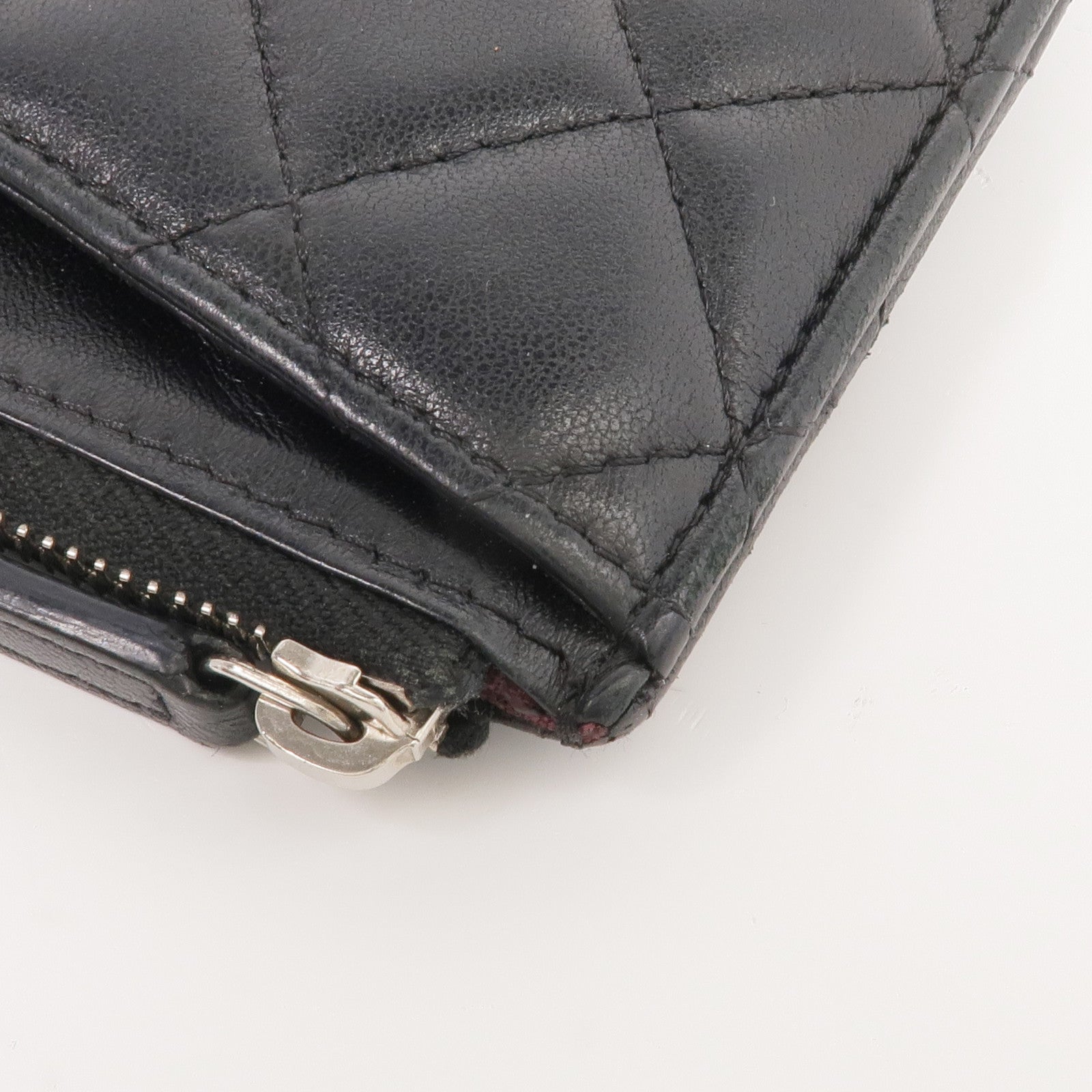 CHANEL 羊皮皮革Zipped Long Wallet銀扣長錢包