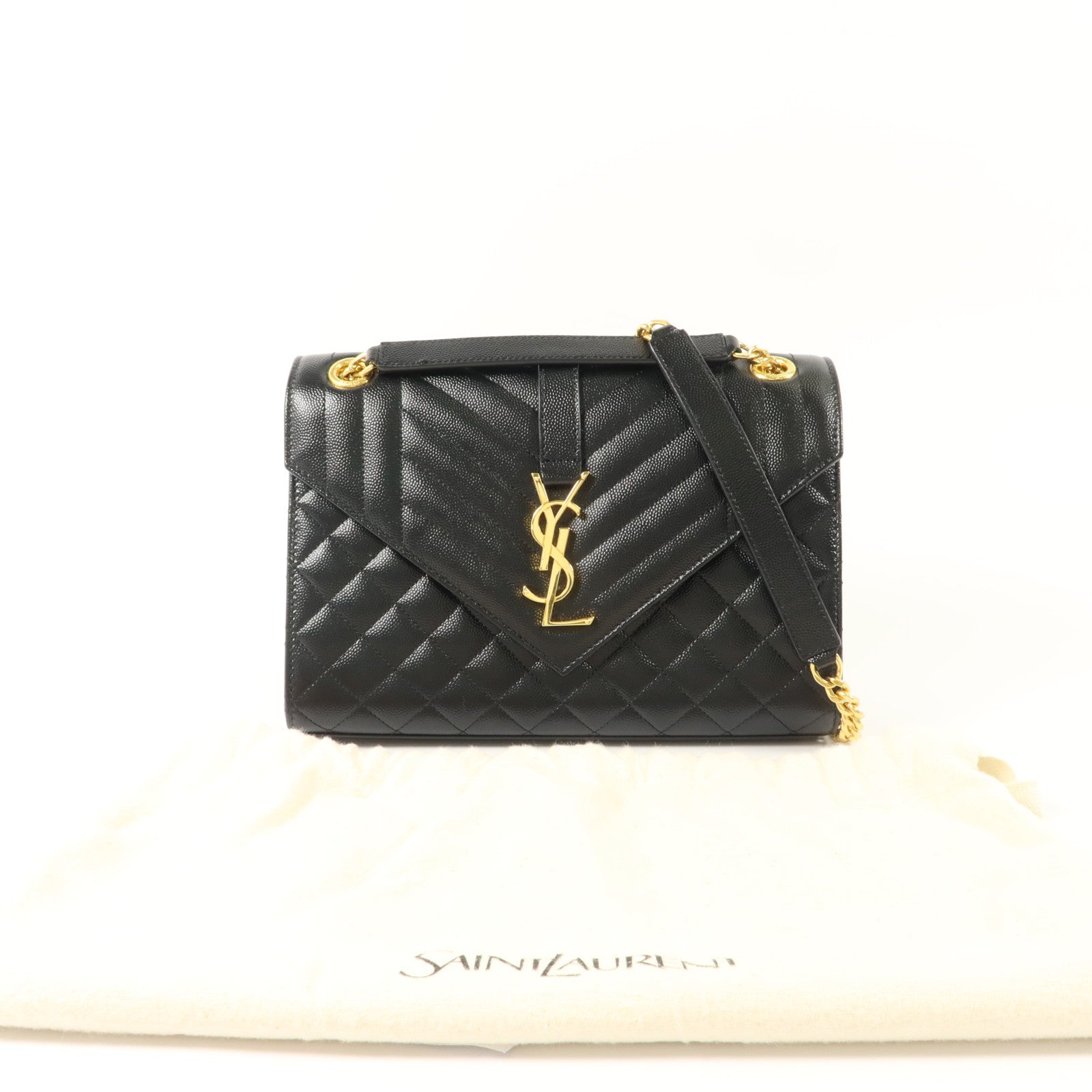 SAINT LAURENT 牛皮皮革Envelope Medium鏈帶肩背袋