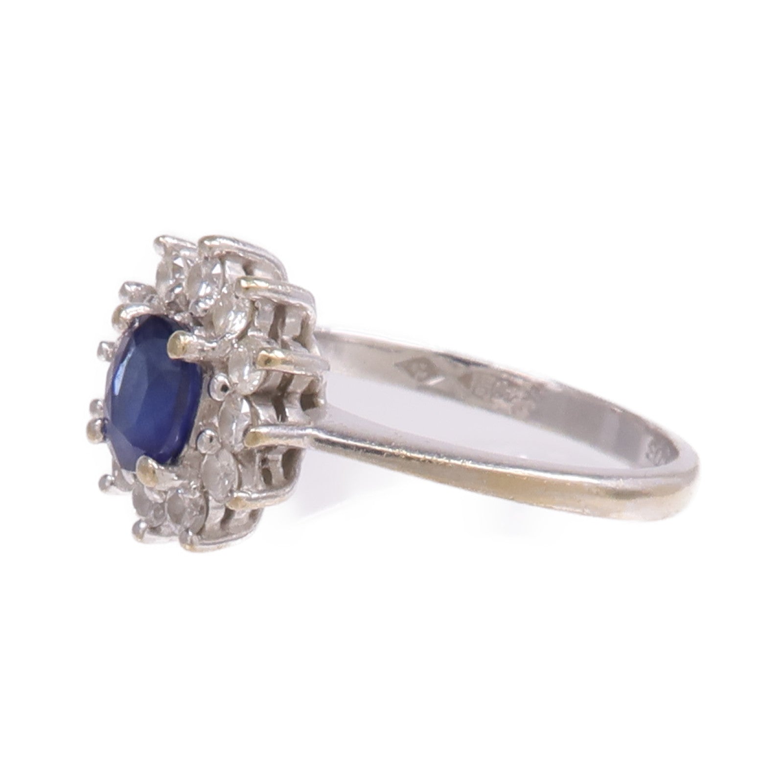 JEWELRY 【激減優惠】18K白金Sapphire Diamond Ring藍寶石/鑽石戒指US#4.25
