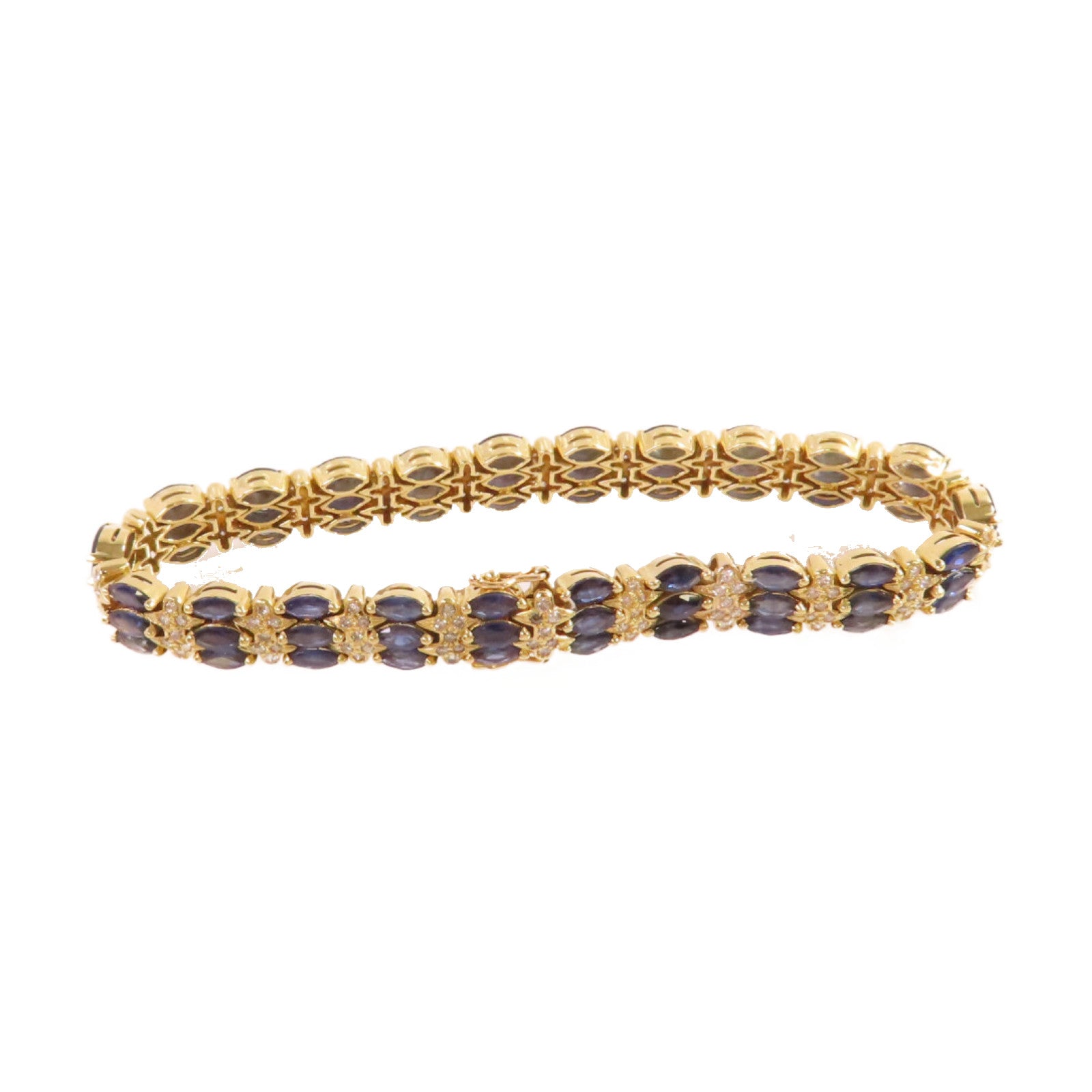 JEWELRY 【激減優惠】18K黃金/7.00ct藍寶石/1.60ct鑽石Sapphire Diamond Blaceret手鏈