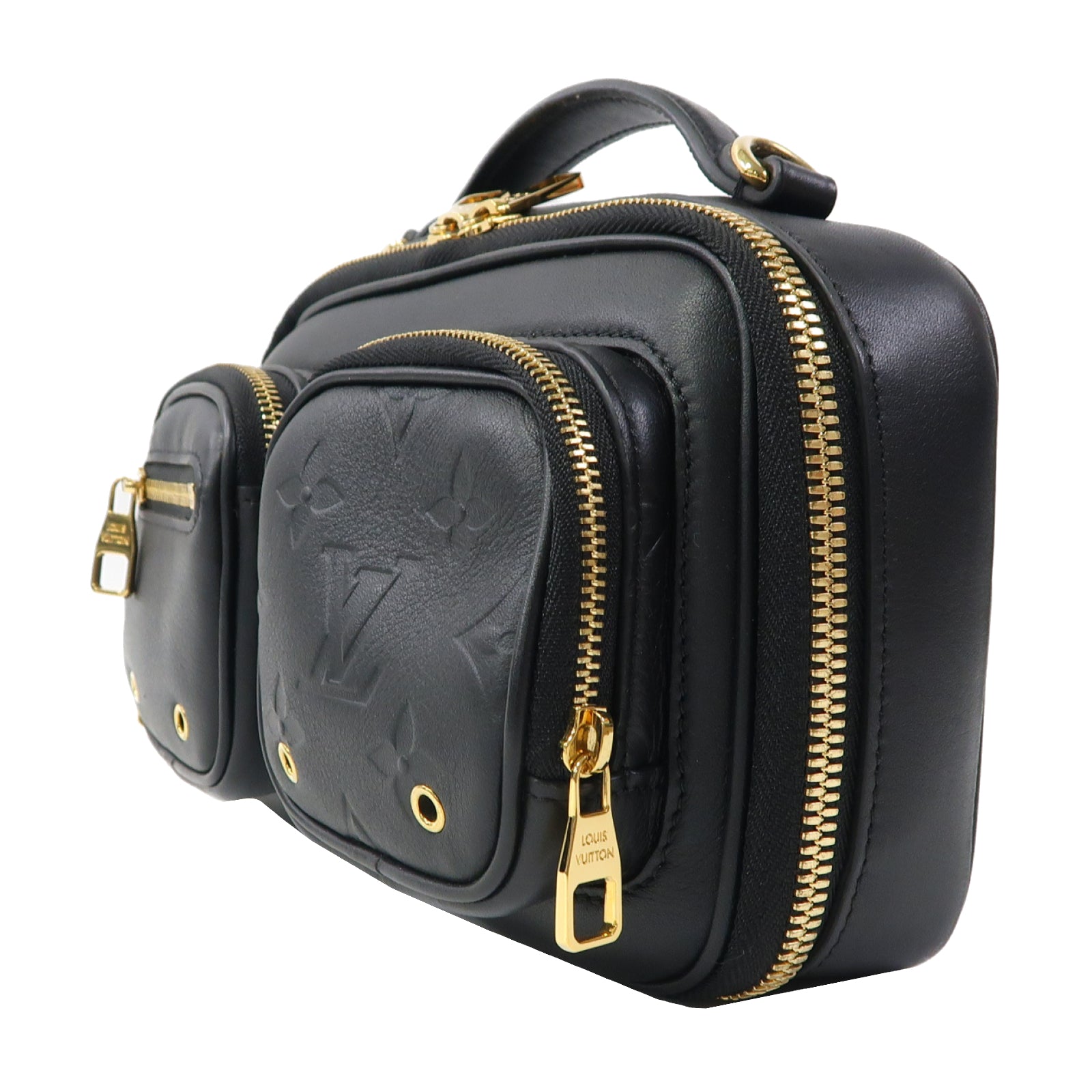 LOUIS VUITTON 牛皮皮革Utility Crossbody金扣手挽肩背兩用袋黑色