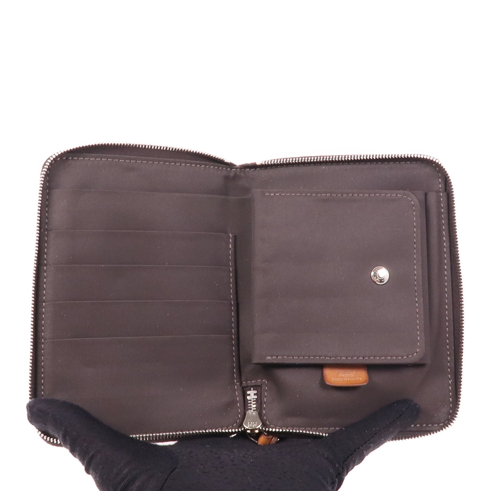 HERMES 帆布Quadrige Azap Wallet銀扣錢包Orange/Beige