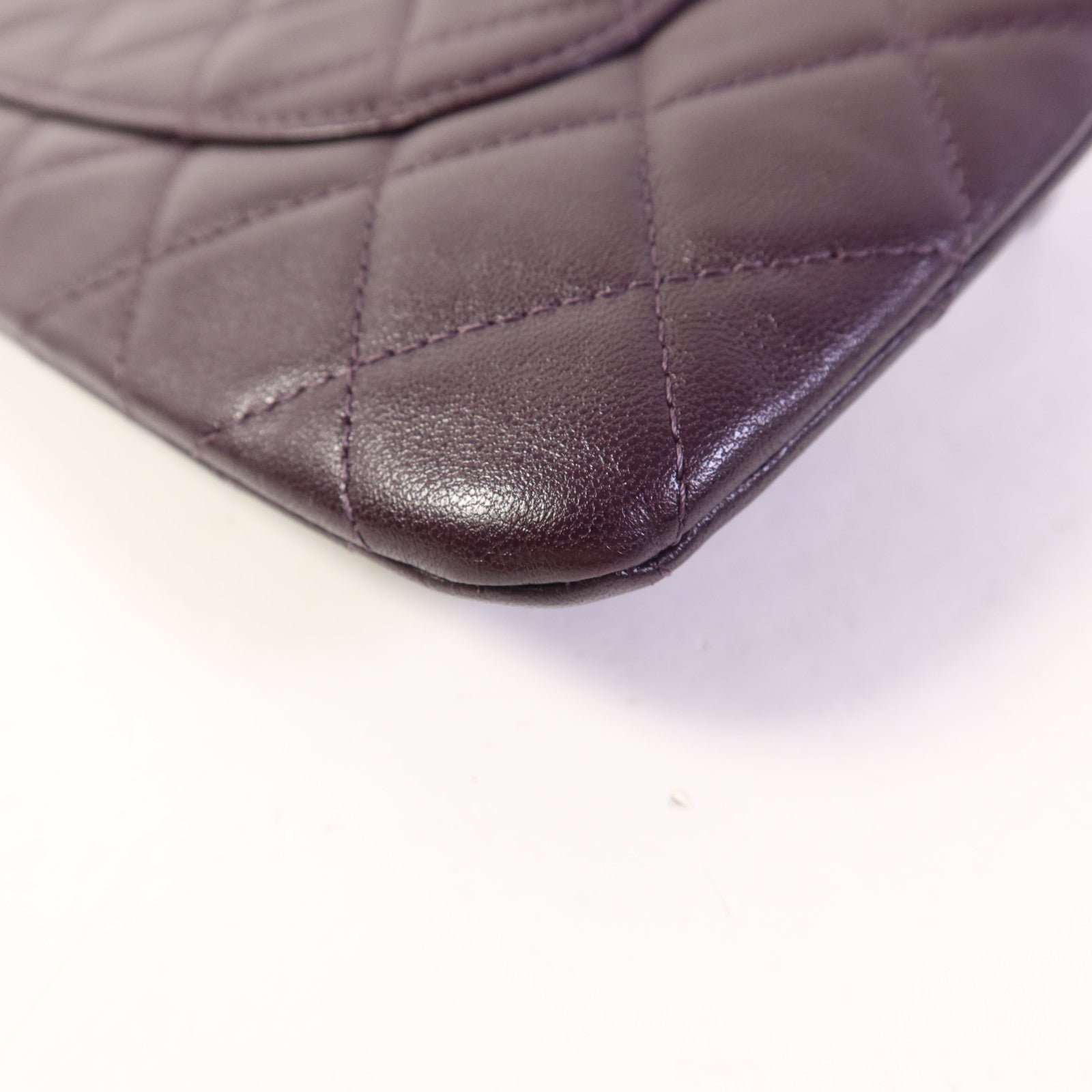 CHANEL 羊皮皮革Double Zip Pouch銀扣小袋