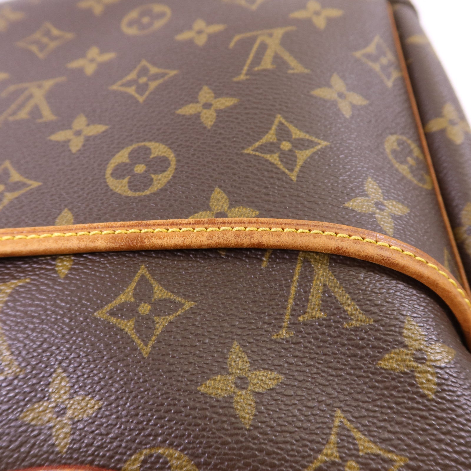 LOUIS VUITTON Monogram Deauville金扣手挽袋棕色