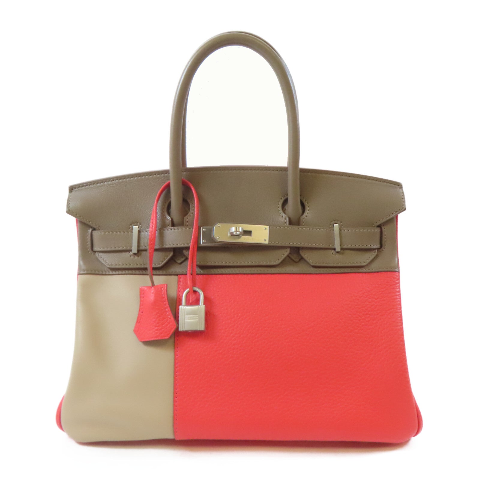 HERMES 【激減優惠】Swift皮革Birkin 30銀扣手挽袋Rose Jaipur/蜜桃紅色/Etoupe/大象灰色