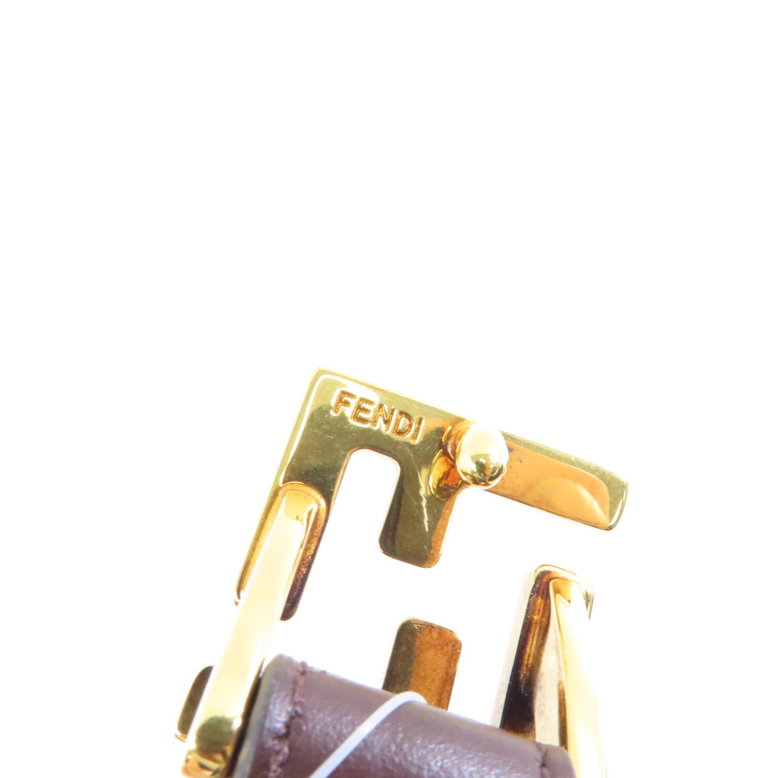FENDI 牛皮皮革Belt 95cm金扣皮帶棕色