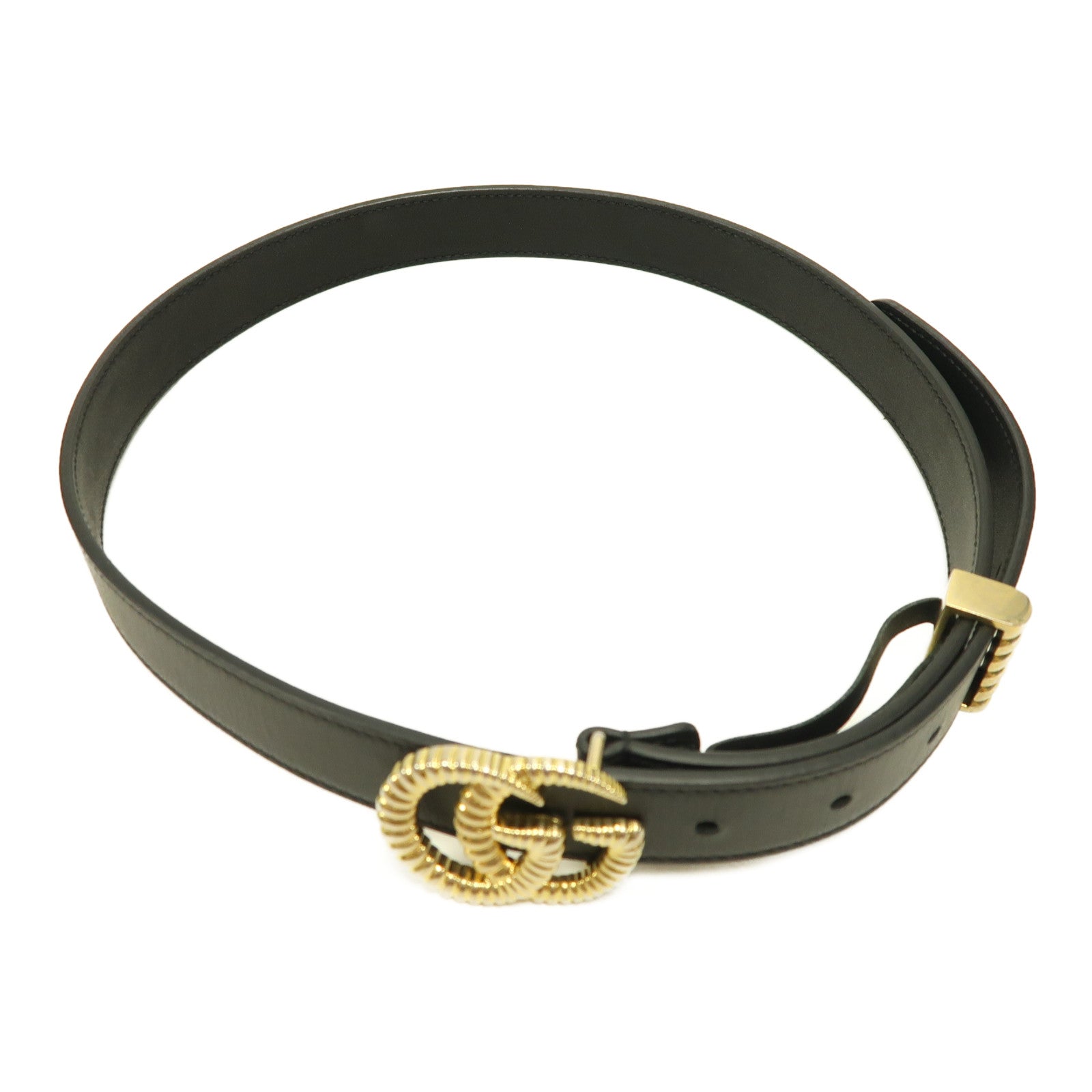 GUCCI 牛皮皮革Belt金扣皮帶黑色