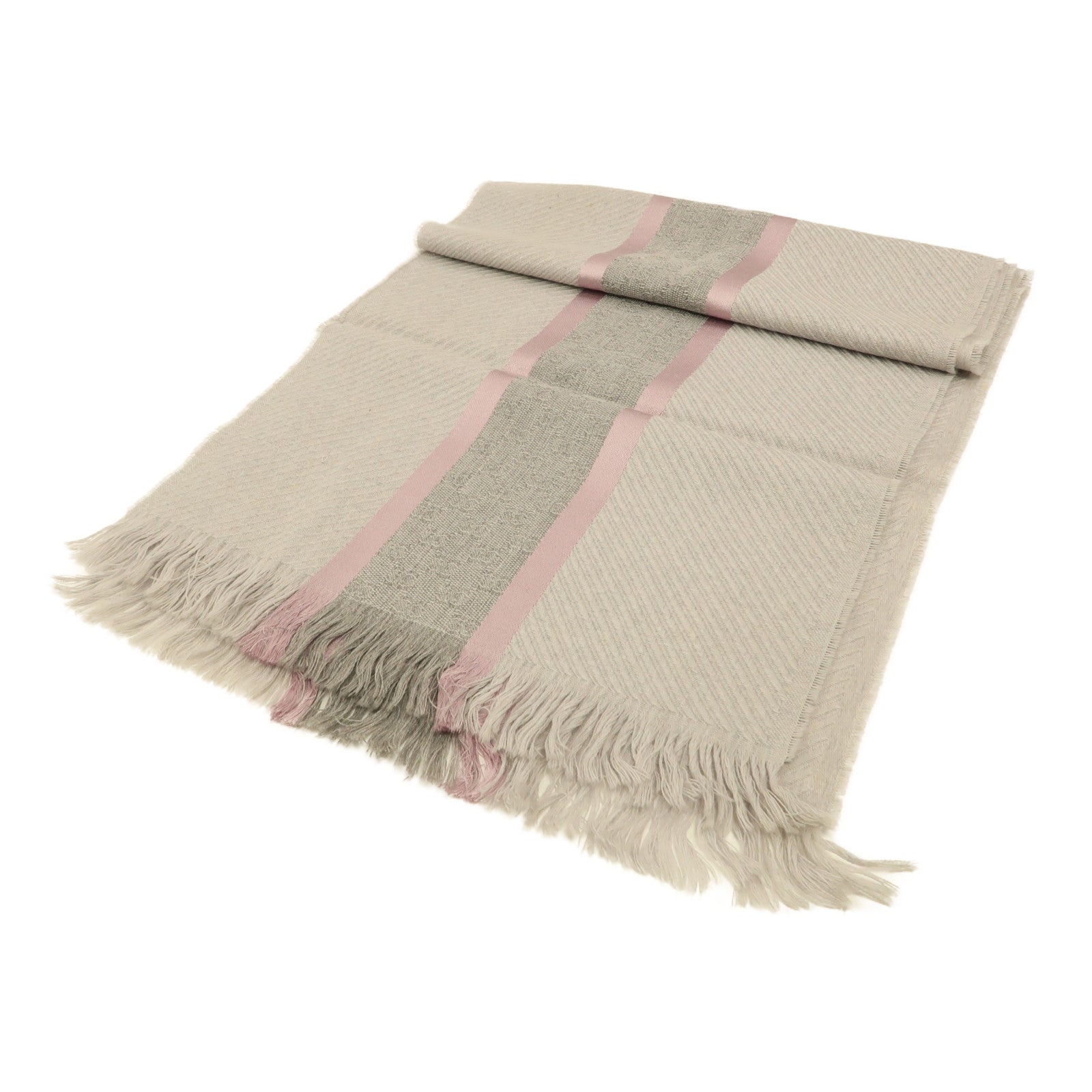 GUCCI 羊毛/絲質Scarf圍巾粉紅色/灰色