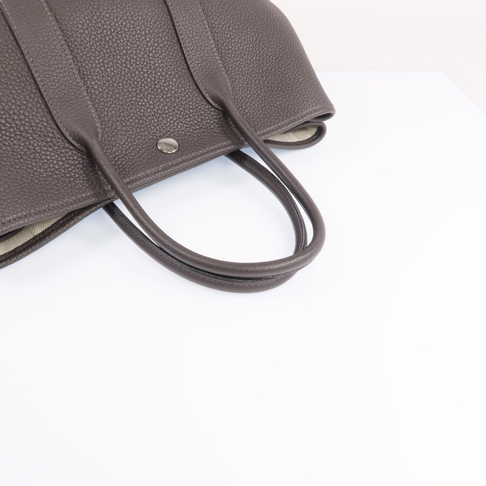 HERMES Negonda皮革Garden Party TPM銀扣手挽袋Ebene