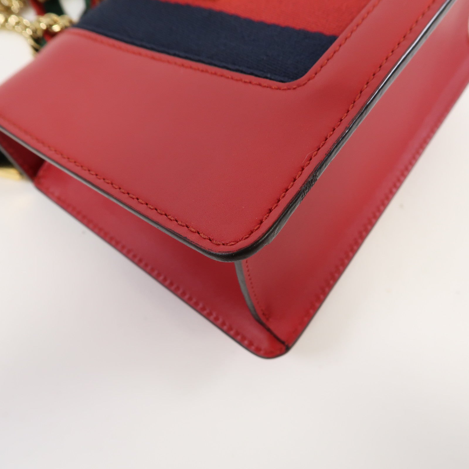 GUCCI 【激減優惠】牛皮皮革Sylvie Mini Chain Bag金扣手挽肩背兩用袋紅色