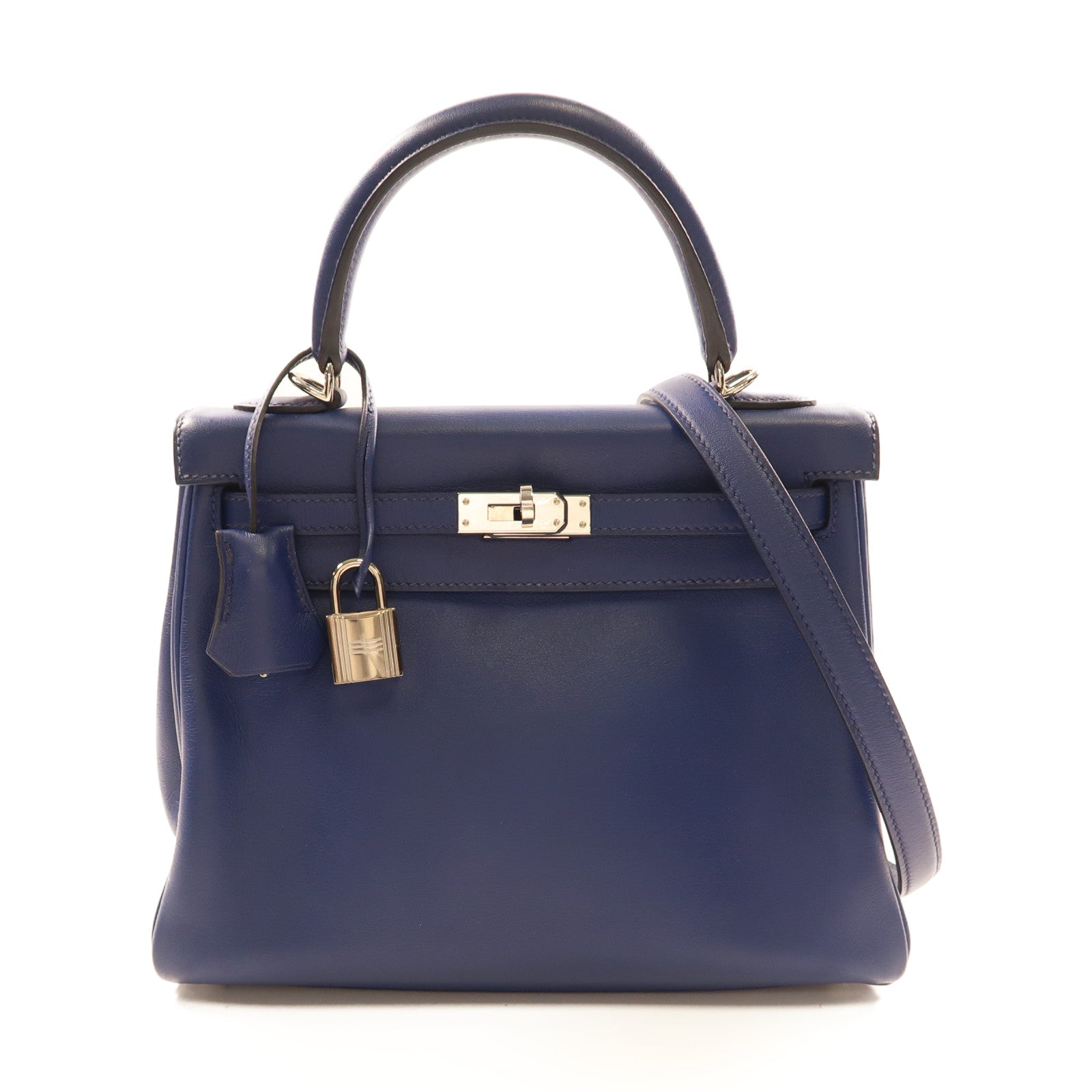 HERMES 【激減優惠】Swift皮革Kelly 25銀扣手挽肩背兩用袋73 Bleu Saphir/藍寶石