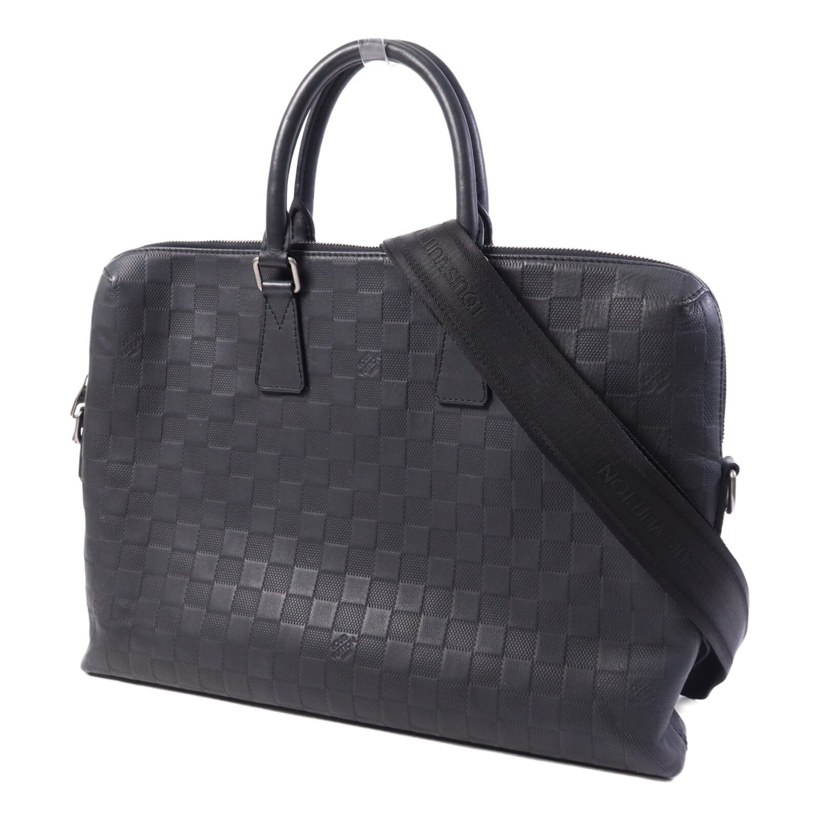 LOUIS VUITTON Damier Infini Porte Document Jour銀扣手挽肩背兩用袋