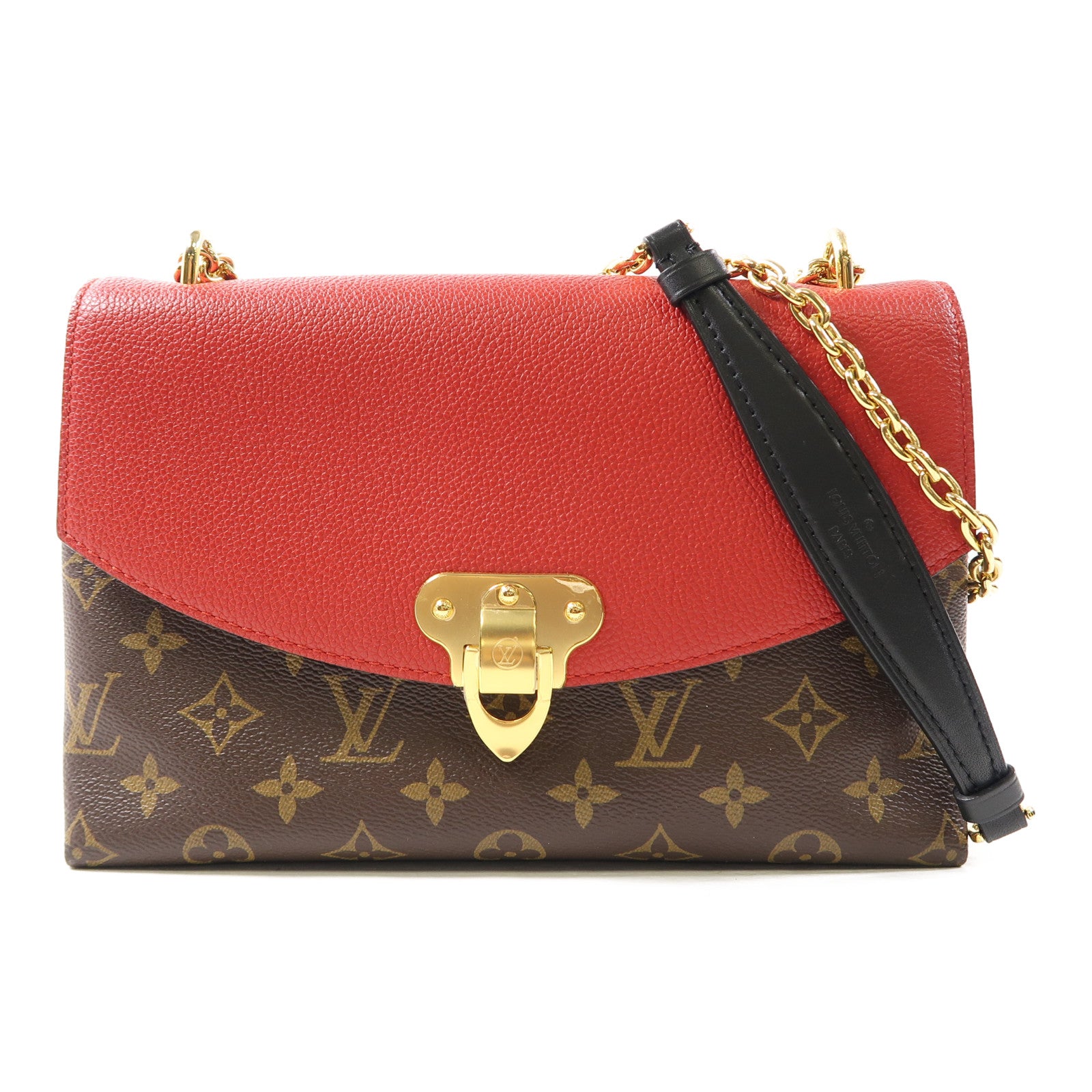 LOUIS VUITTON Monogram Saint Placide金扣肩背袋啡色/紅色