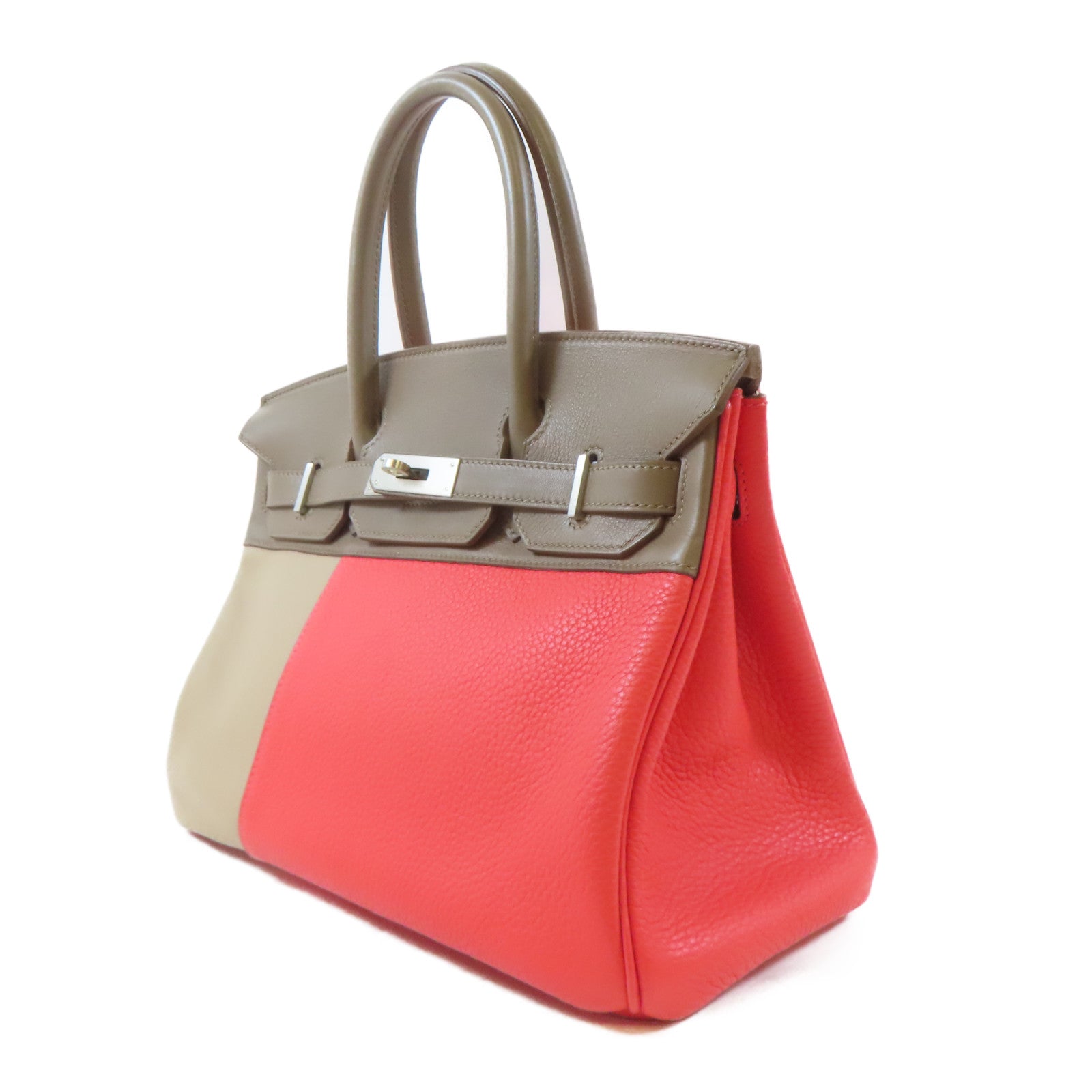 HERMES 【激減優惠】Swift皮革Birkin 30銀扣手挽袋Rose Jaipur/蜜桃紅色/Etoupe/大象灰色