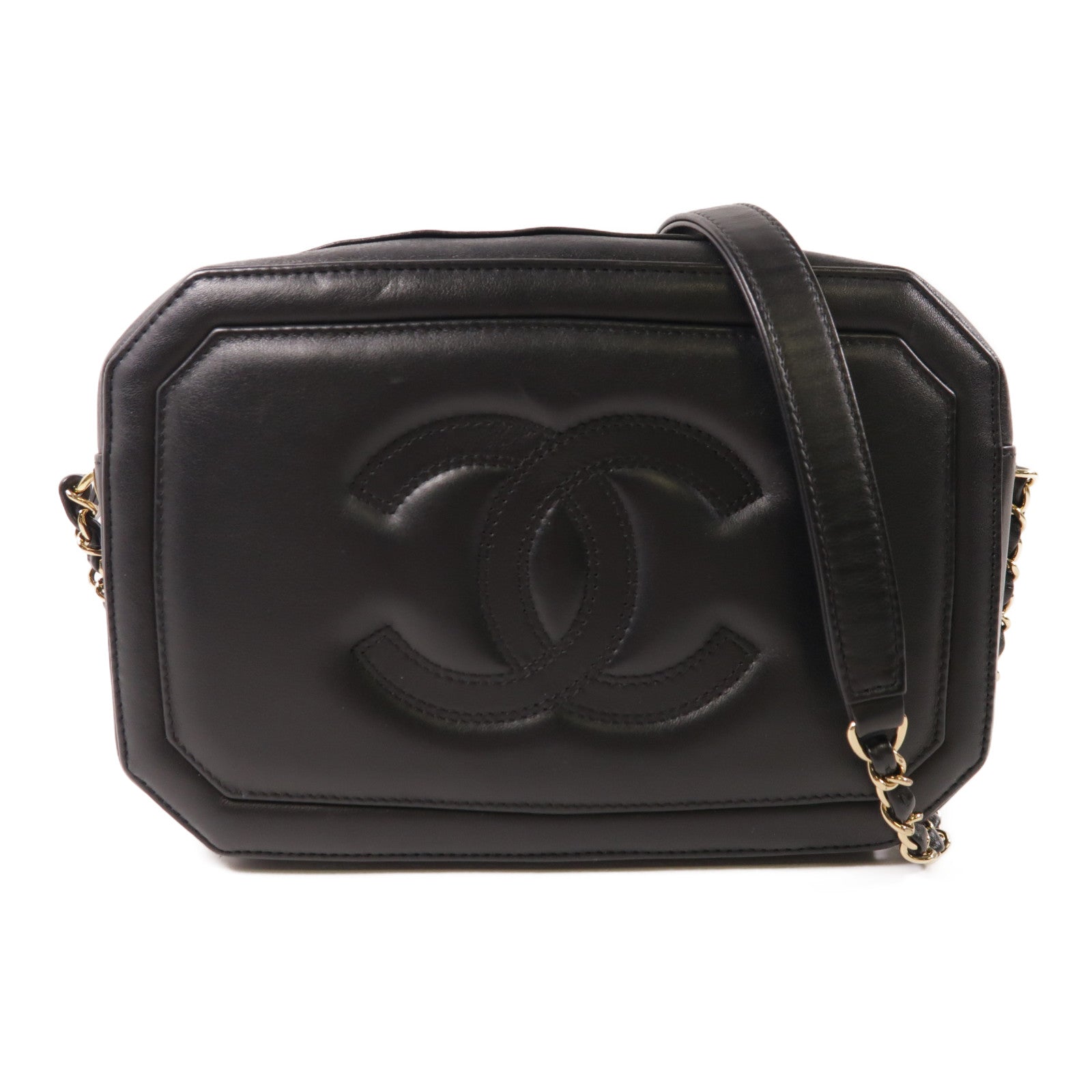 CHANEL 羊皮皮革Shoulder Bag金扣鏈帶肩背袋