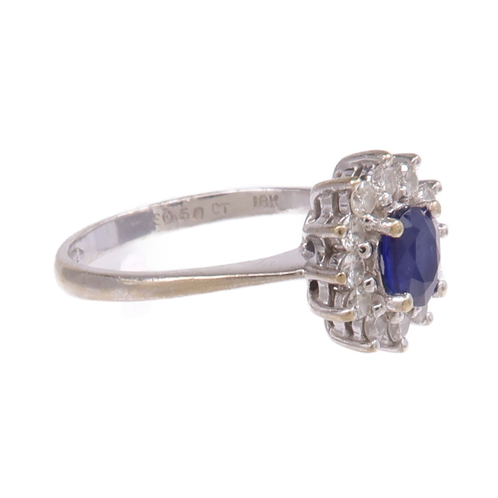 JEWELRY 【激減優惠】18K白金Sapphire Diamond Ring藍寶石/鑽石戒指US#4.25