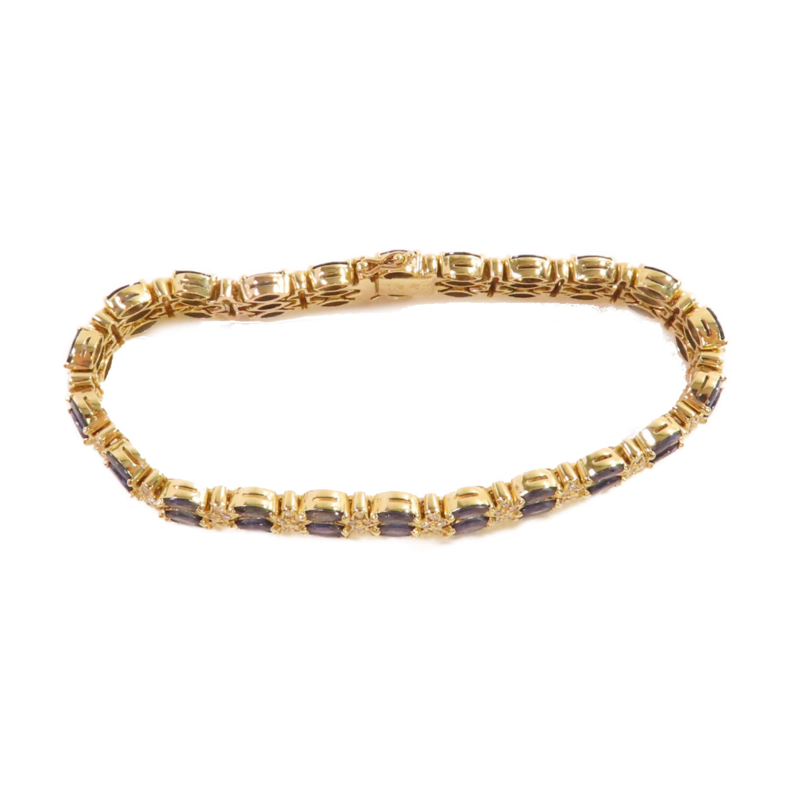 JEWELRY 【激減優惠】18K黃金/7.00ct藍寶石/1.60ct鑽石Sapphire Diamond Blaceret手鏈