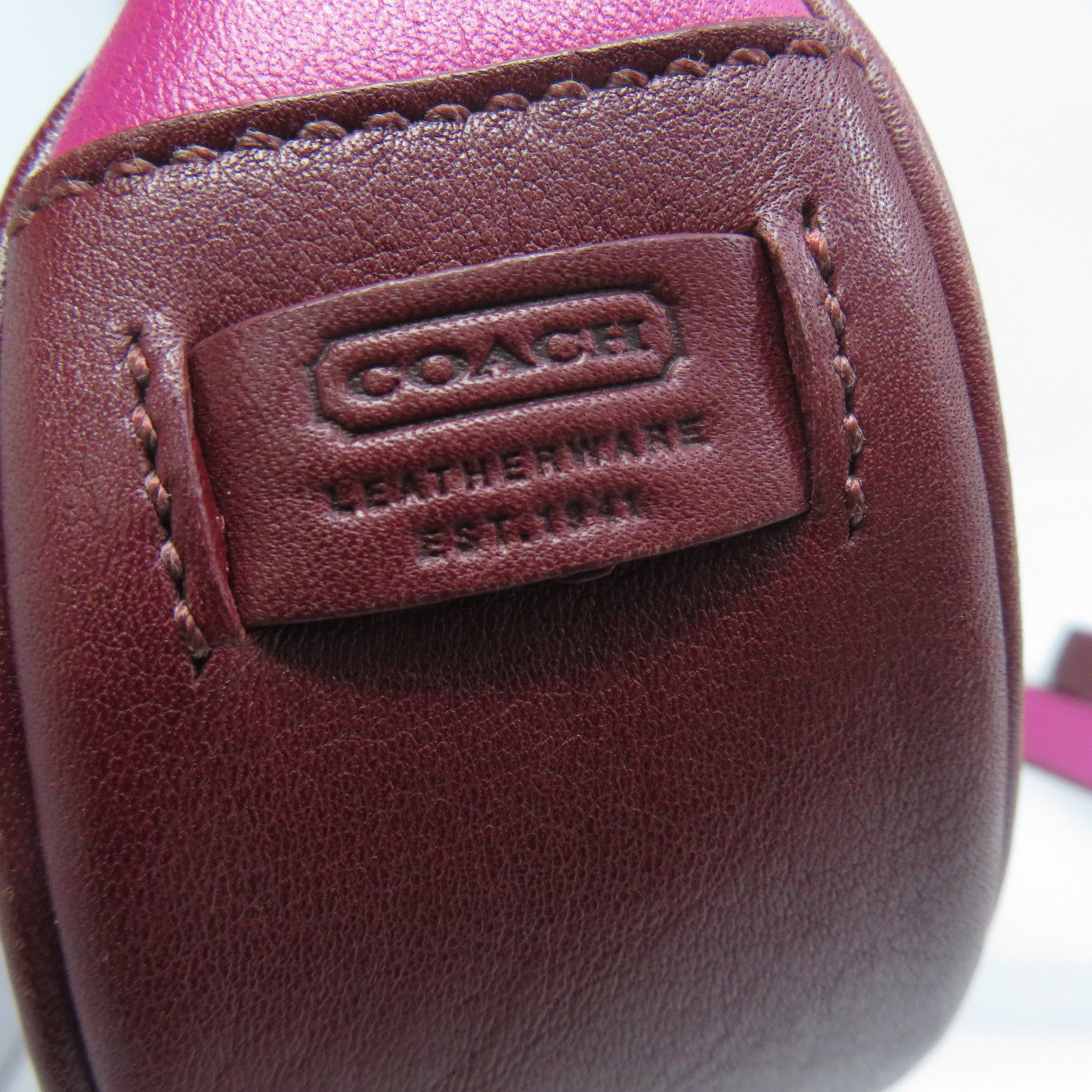 COACH 【激減優惠】牛皮皮革Shoulder Bag銀扣肩背袋粉紅色