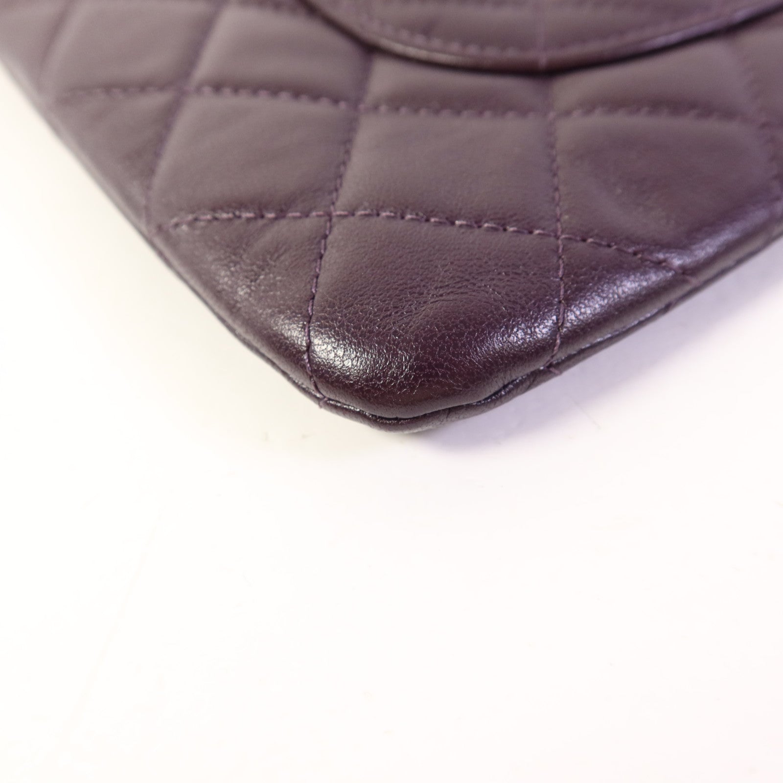 CHANEL 羊皮皮革Double Zip Pouch銀扣小袋