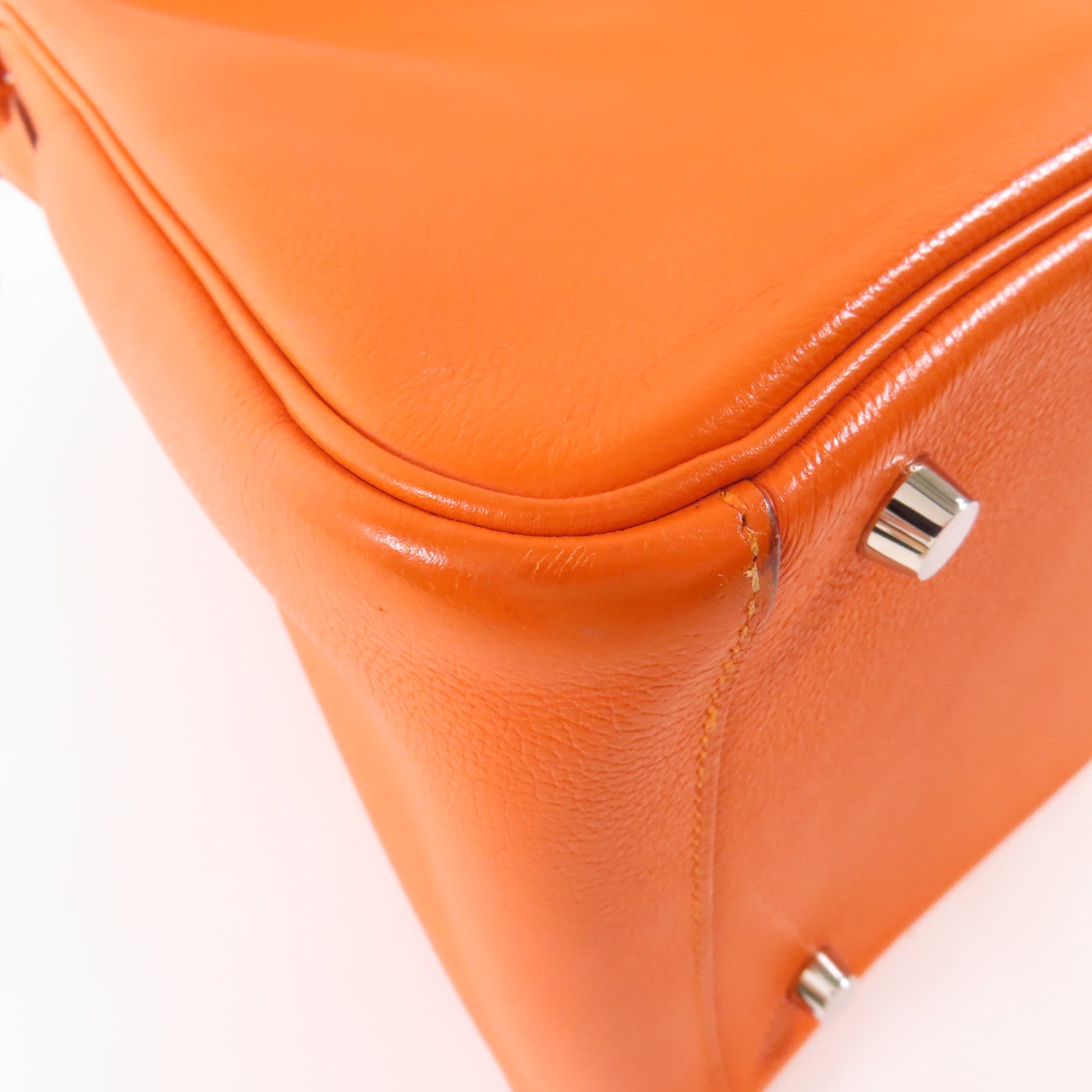 HERMES PHW Lindy 30 2 Way Bag Evercolor Leather 8V Orange Poppy