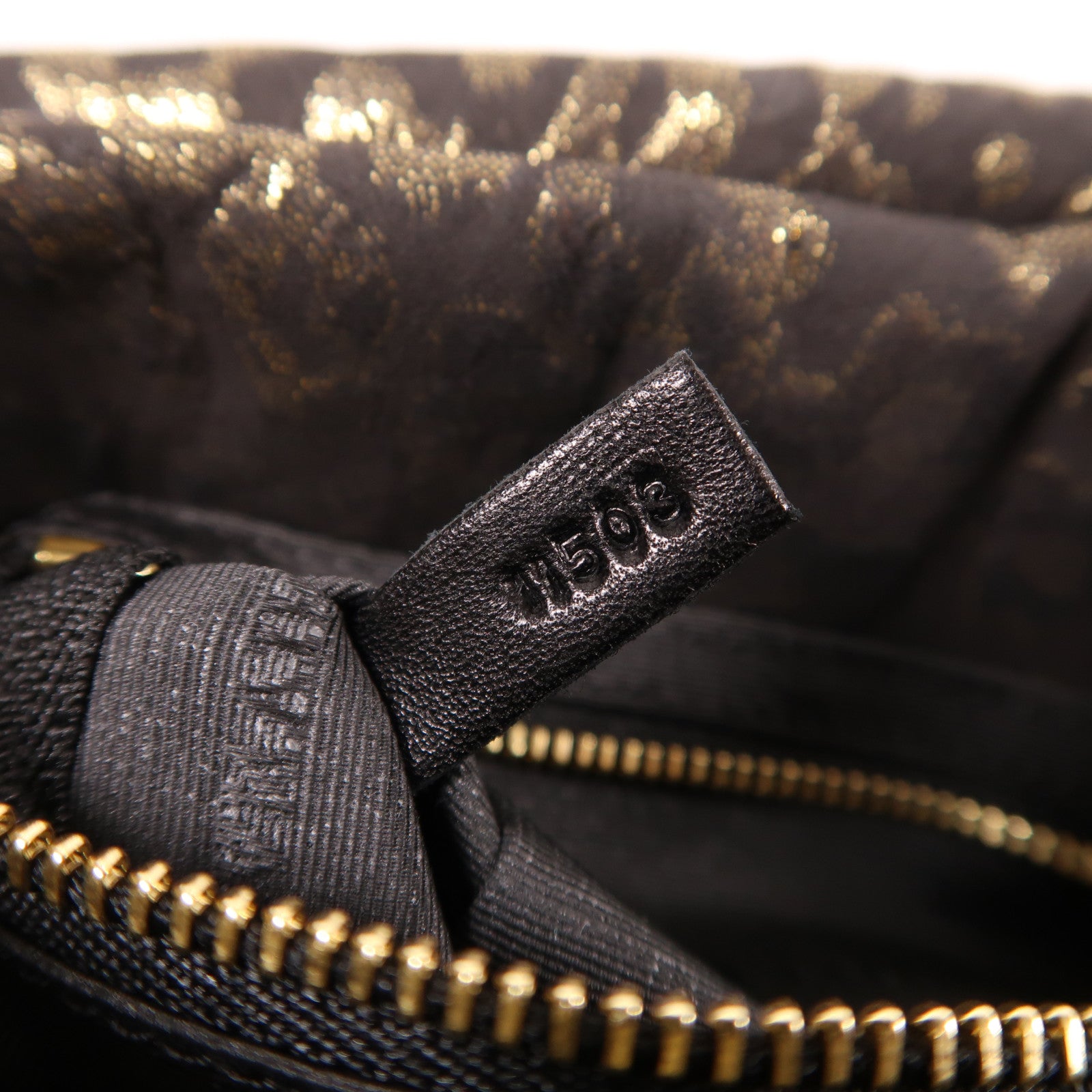 LANVIN 帆布Shoulder Bag金扣鏈帶肩背袋黑色/金色