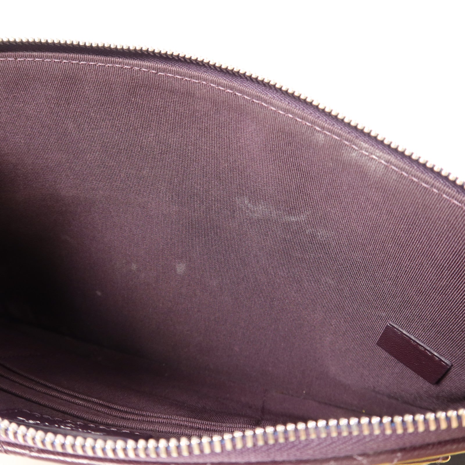 CHANEL 羊皮皮革Double Zip Pouch銀扣小袋