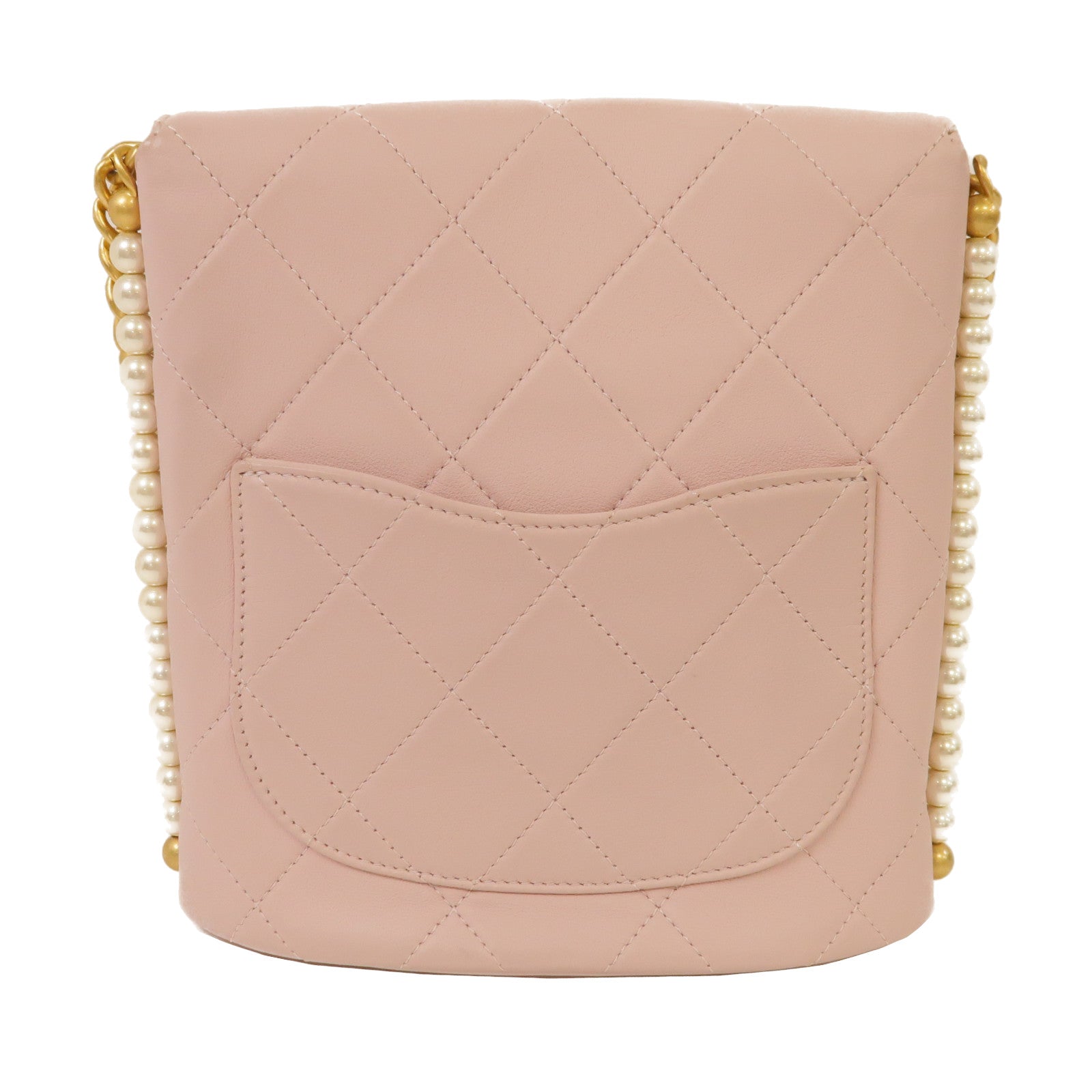 CHANEL 菱格牛皮皮革Chain Shoulder金扣鏈帶肩背袋粉紅色