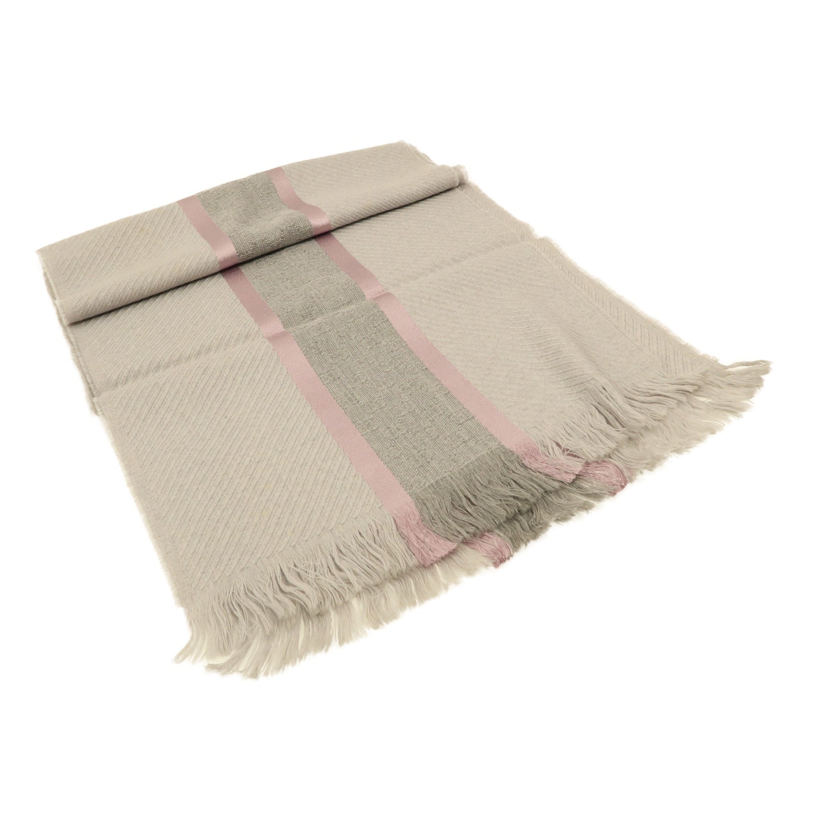 GUCCI 羊毛/絲質Scarf圍巾粉紅色/灰色