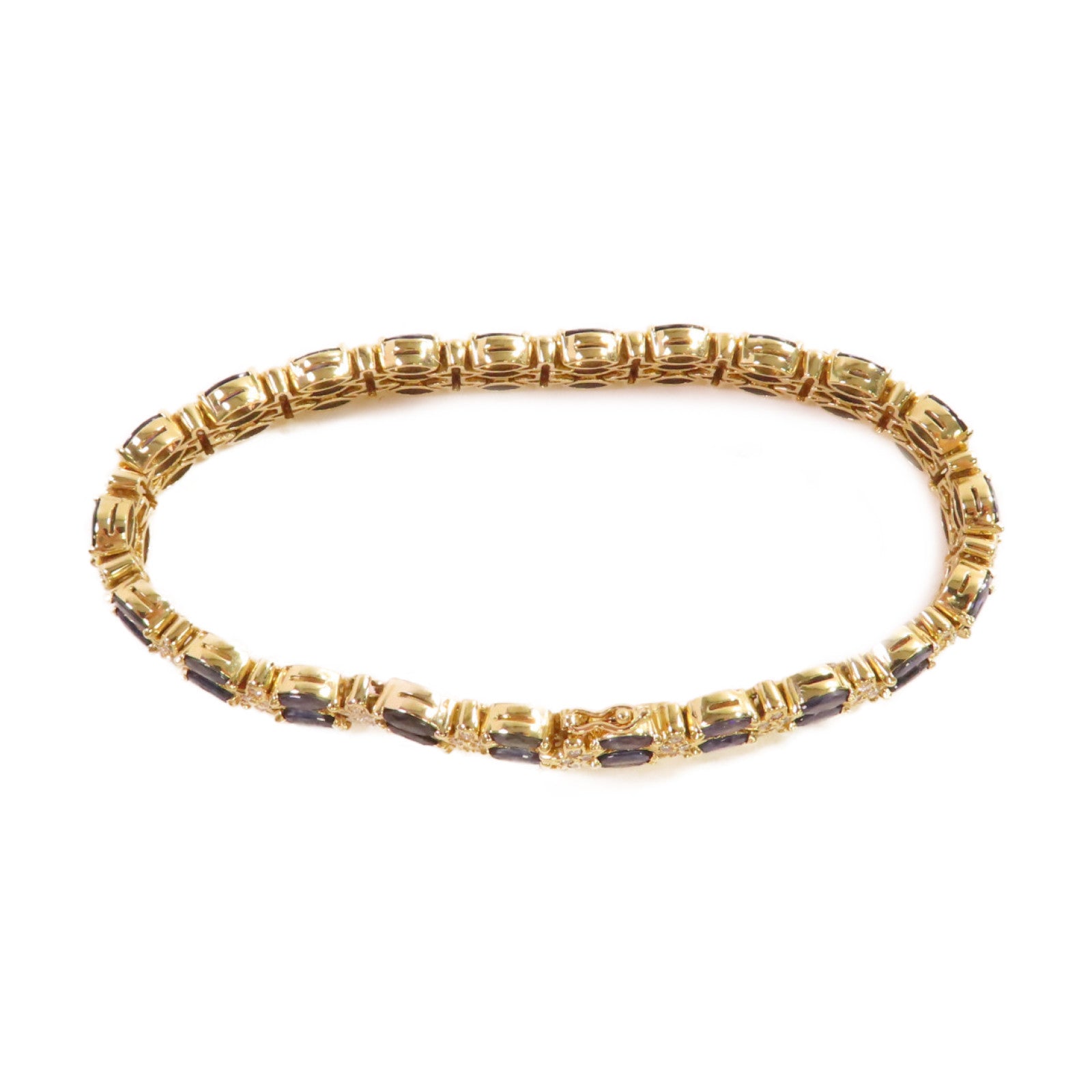 JEWELRY 【激減優惠】18K黃金/7.00ct藍寶石/1.60ct鑽石Sapphire Diamond Blaceret手鏈