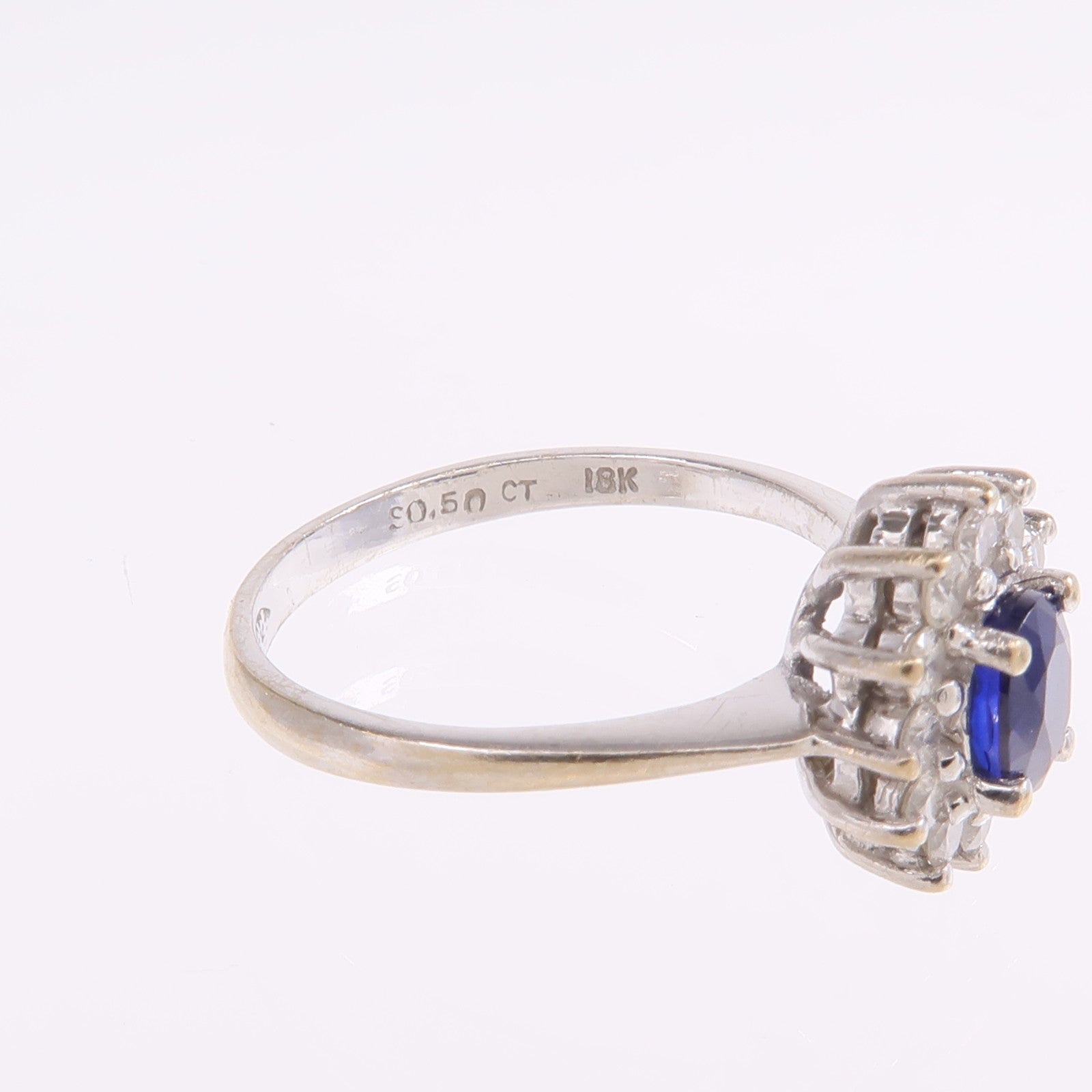 JEWELRY 【激減優惠】18K白金Sapphire Diamond Ring藍寶石/鑽石戒指US#4.25
