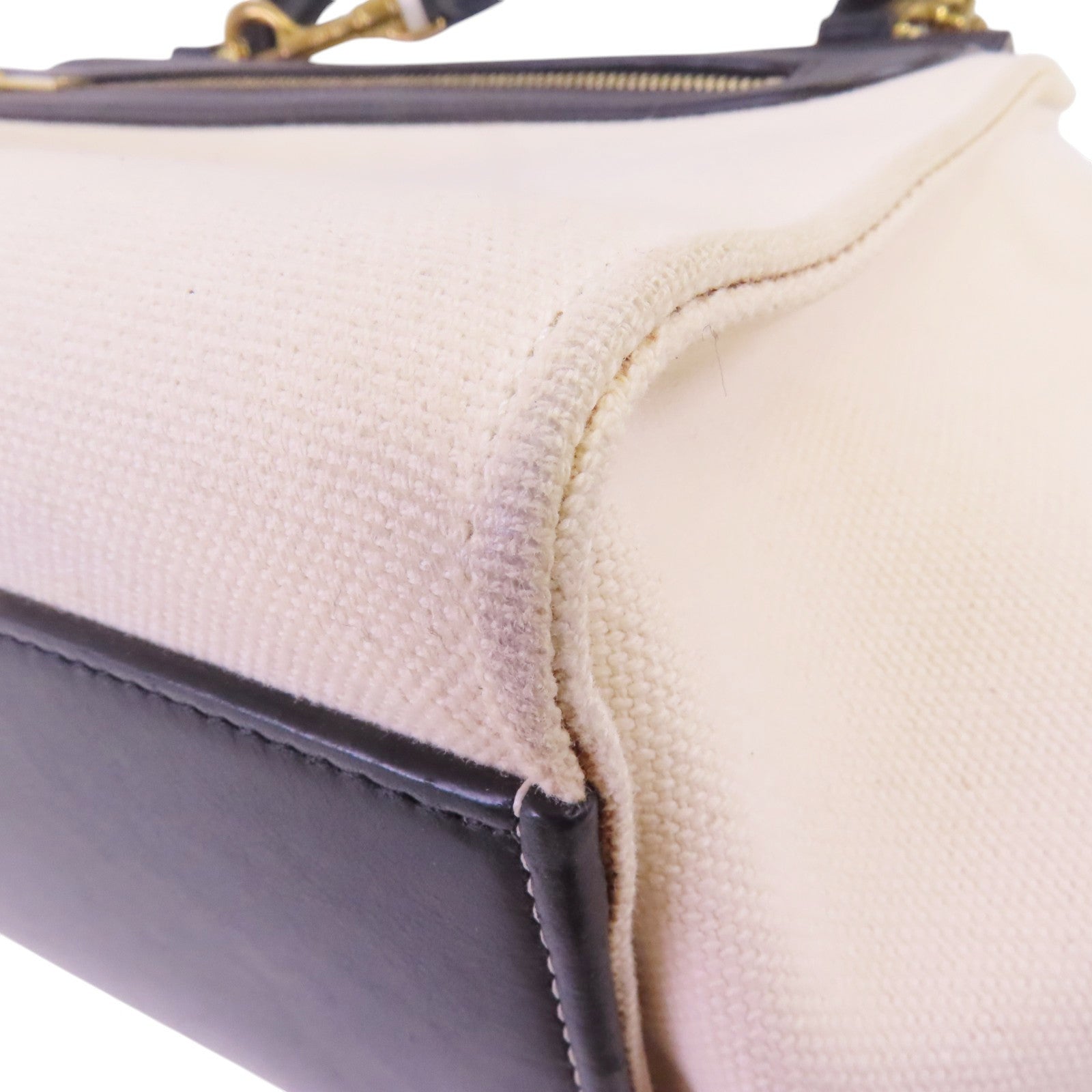 CELINE 帆布/牛皮皮革Trapeze金扣手挽肩背兩用袋