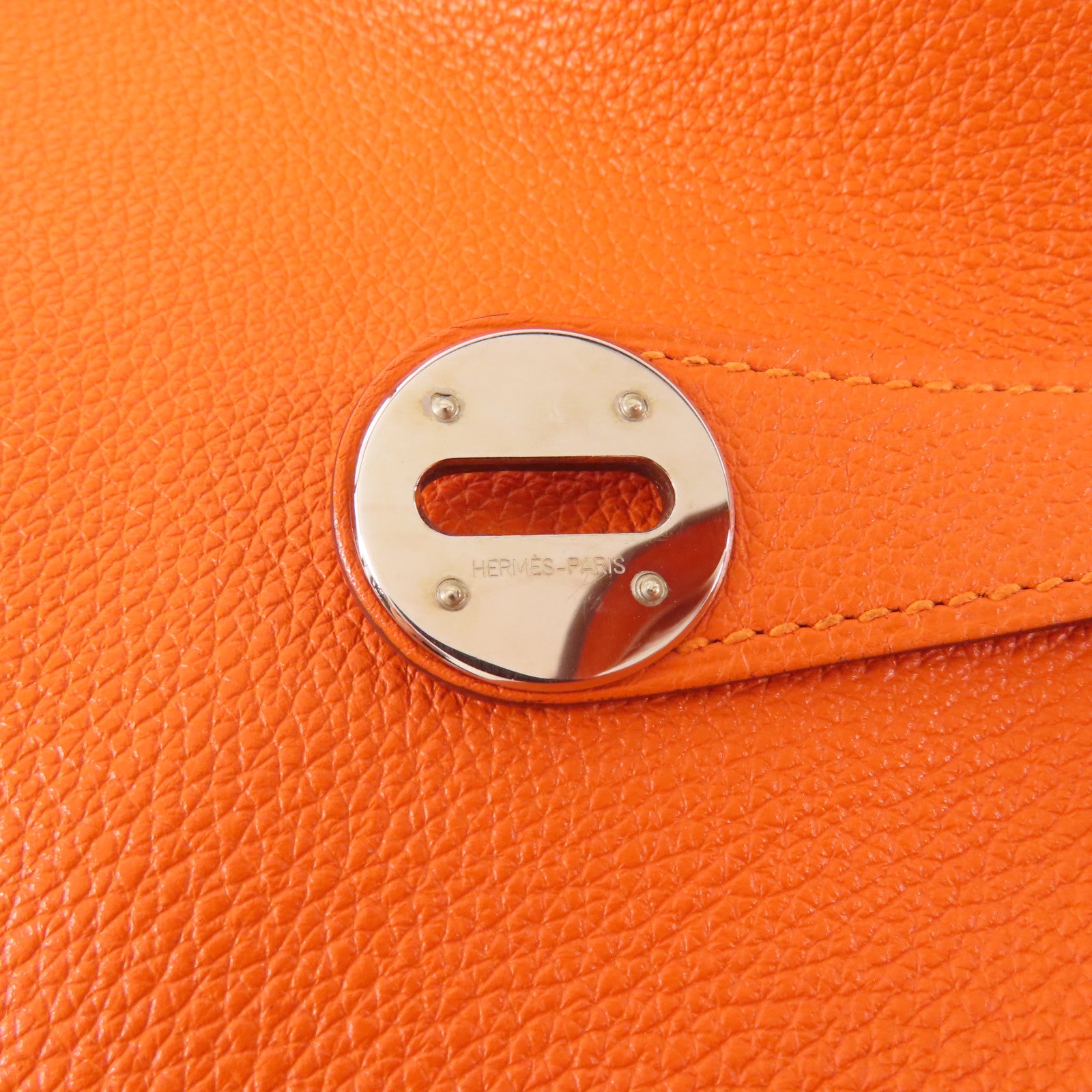 HERMES PHW Lindy 30 2 Way Bag Evercolor Leather 8V Orange Poppy