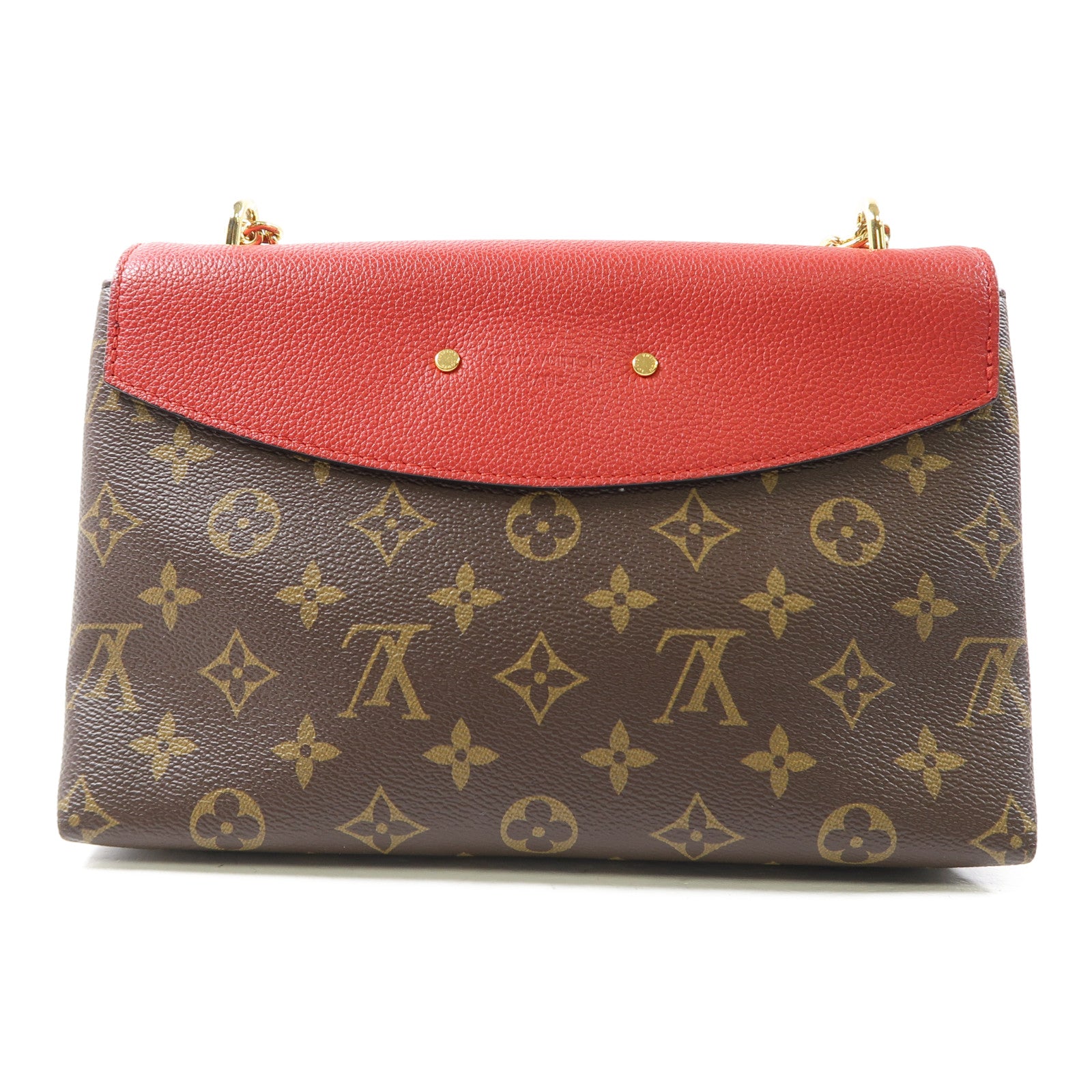 LOUIS VUITTON Monogram Saint Placide金扣肩背袋啡色/紅色