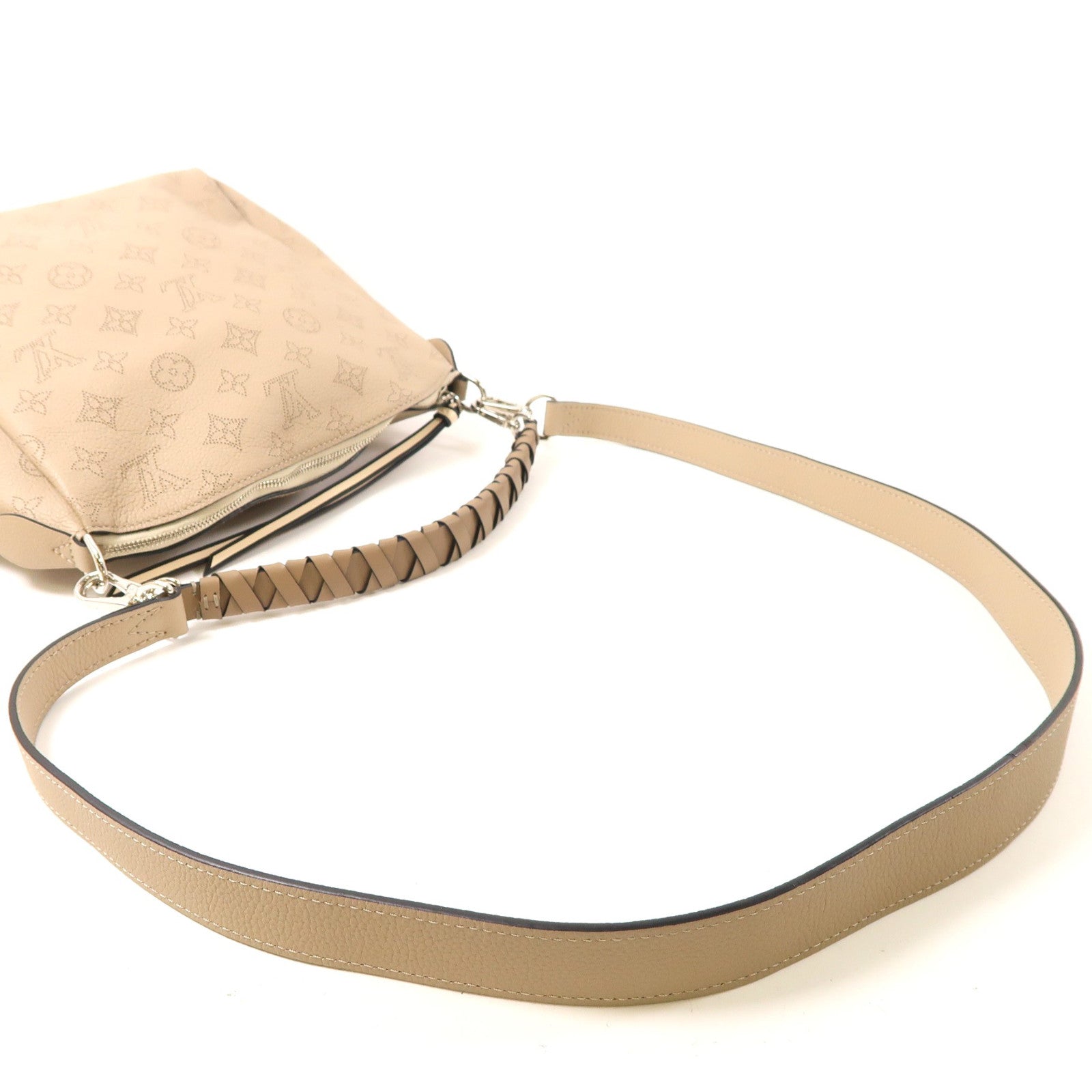 LOUIS VUITTON Mahina Babylone BB銀扣手挽肩背兩用袋米色