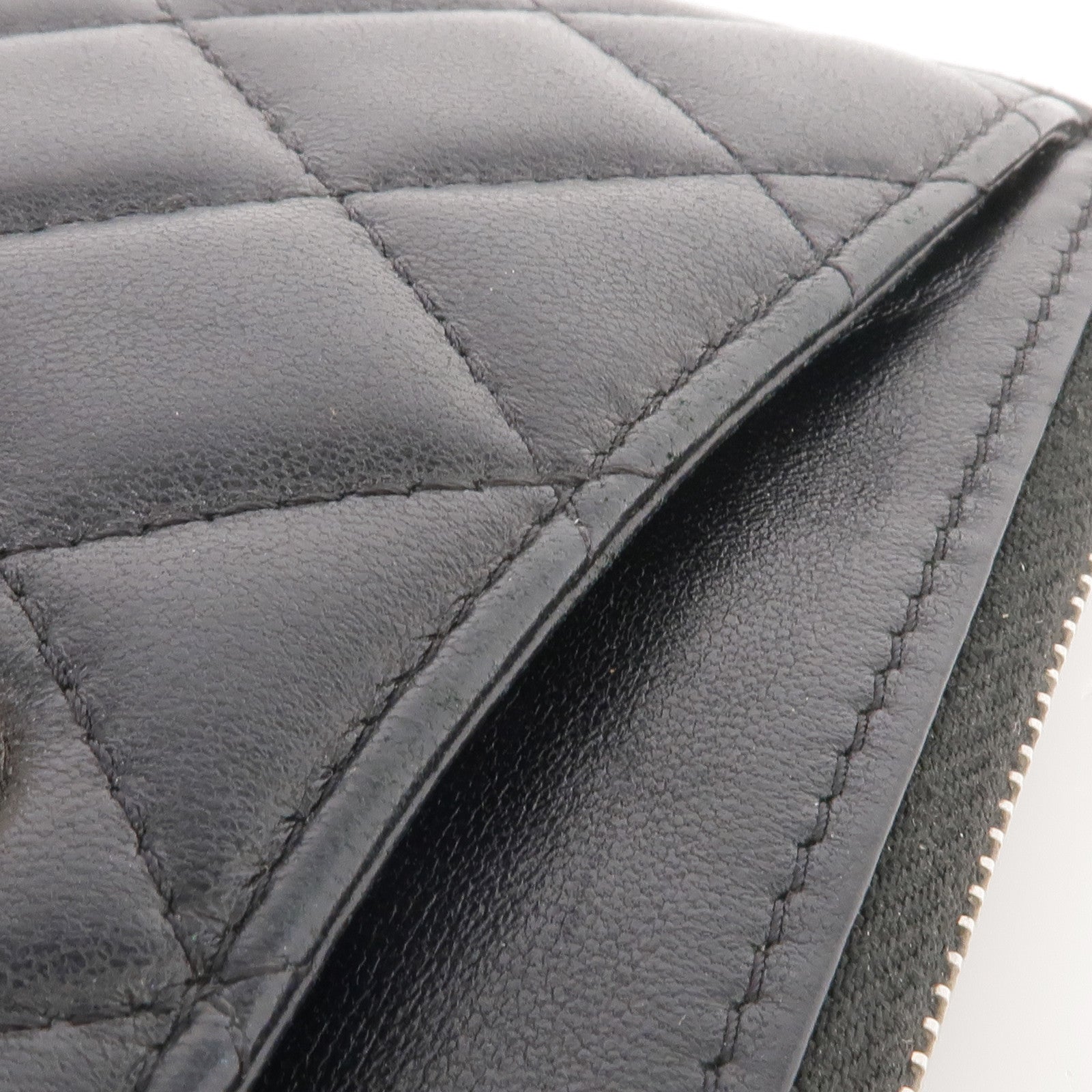 CHANEL 羊皮皮革Zipped Long Wallet銀扣長錢包