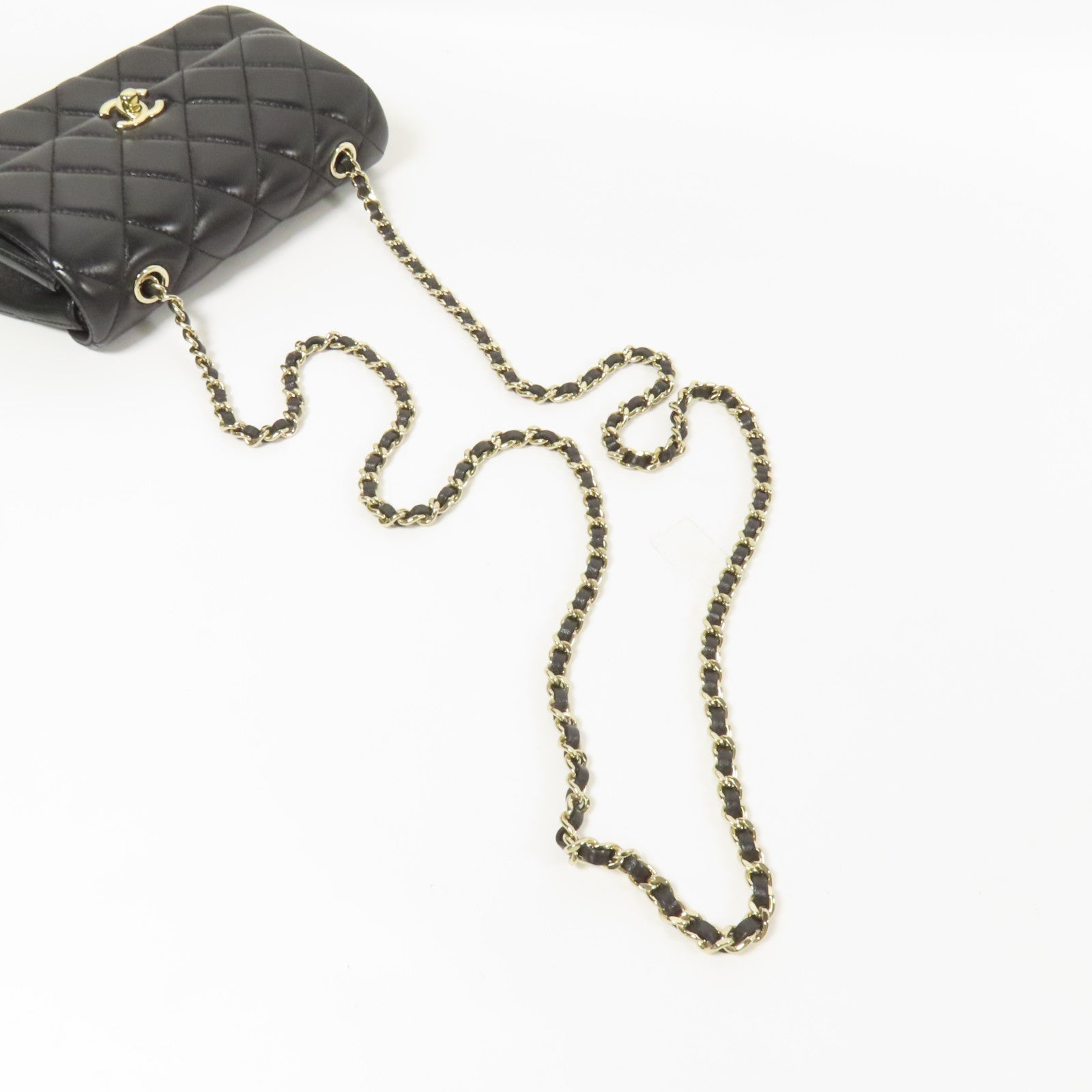 CHANEL 牛皮皮革Chain Shoulder金扣肩背袋