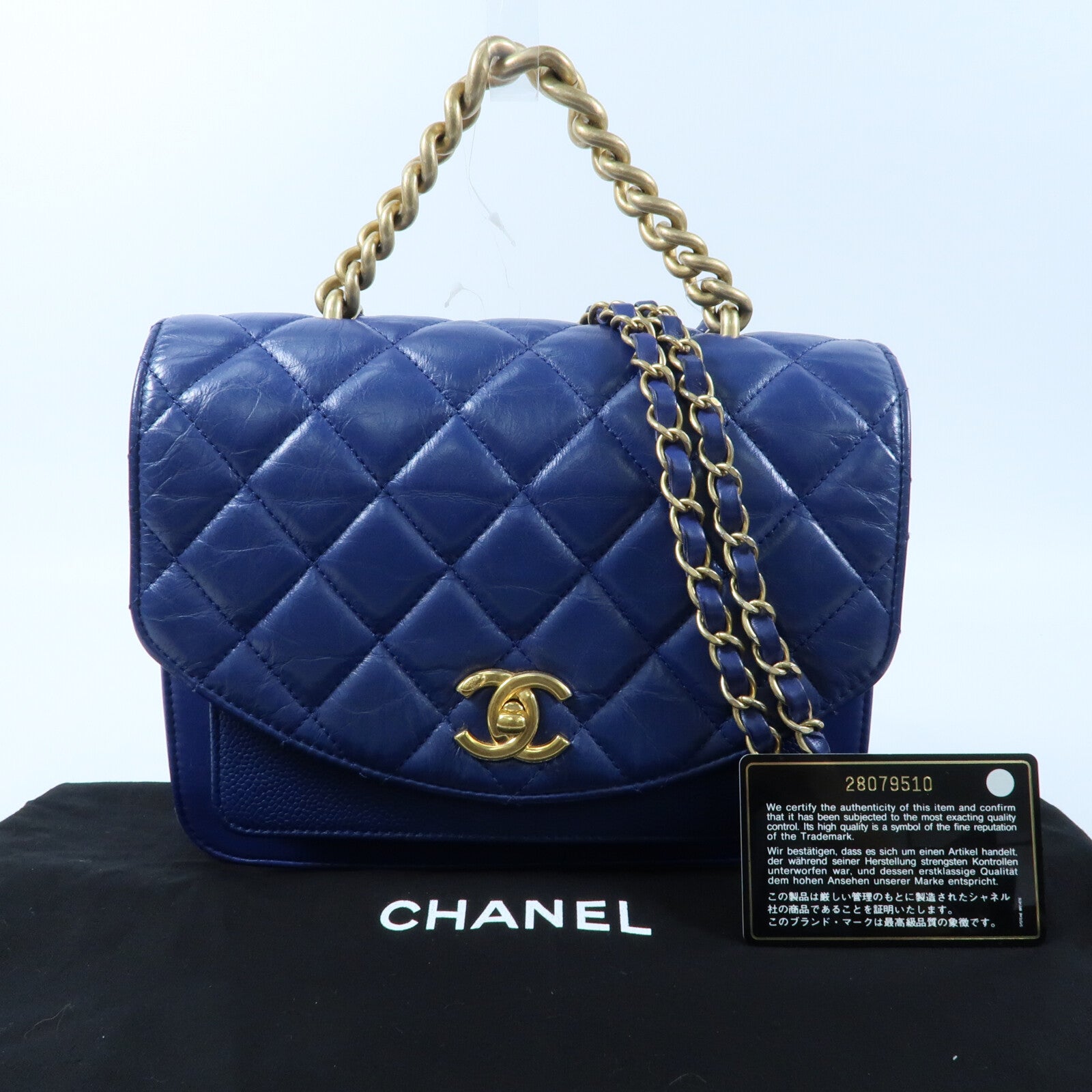 CHANEL 牛皮皮革2 Way Shoulder Bag金扣鏈帶手挽肩背兩用袋