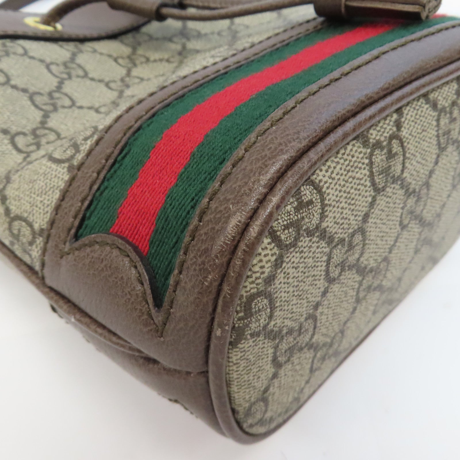 GUCCI 塗層帆布Ophidia Mini Bucket金扣肩背袋啡色