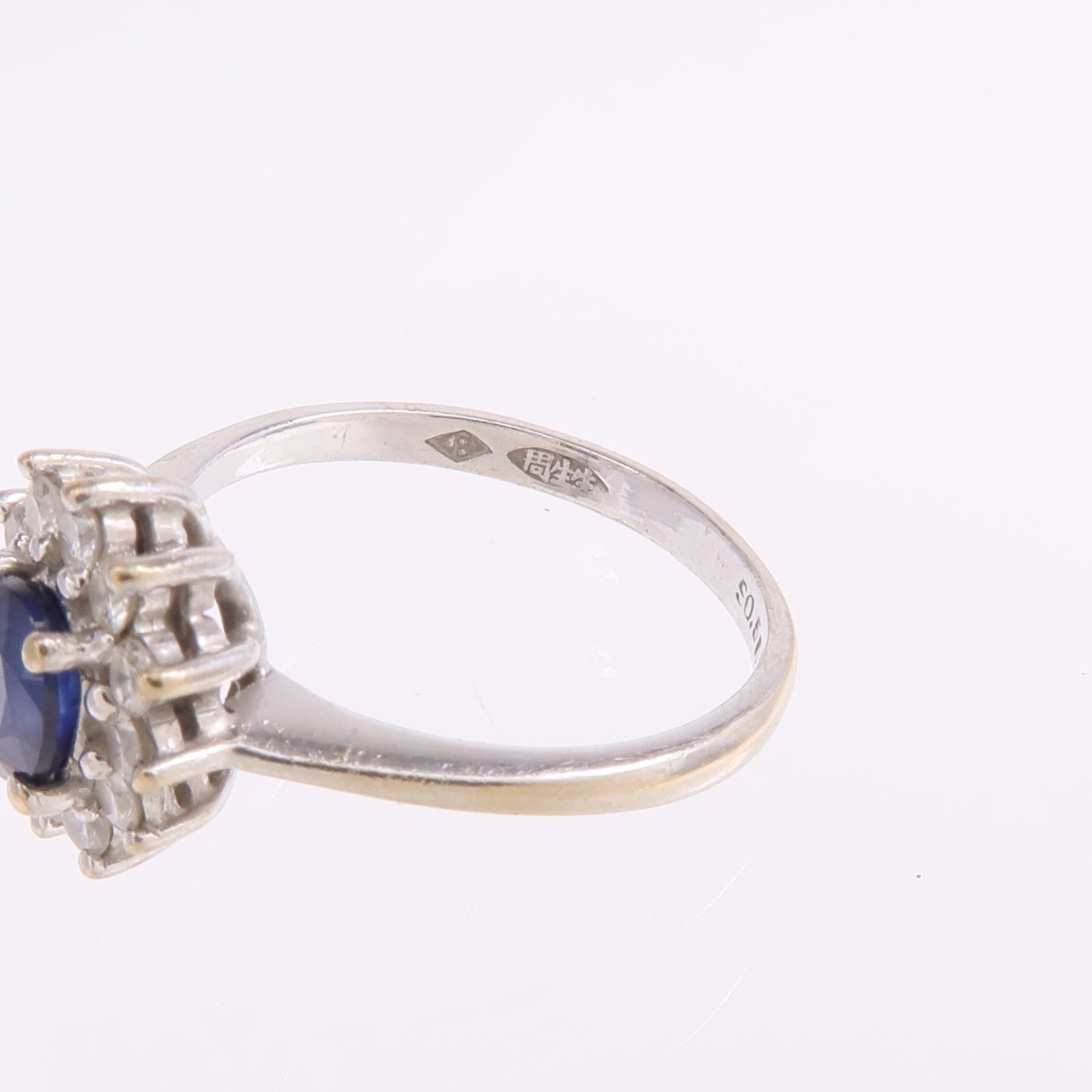JEWELRY 【激減優惠】18K白金Sapphire Diamond Ring藍寶石/鑽石戒指US#4.25