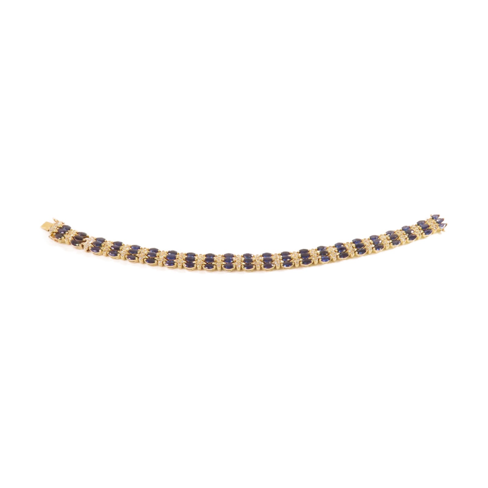 JEWELRY 【激減優惠】18K黃金/7.00ct藍寶石/1.60ct鑽石Sapphire Diamond Blaceret手鏈