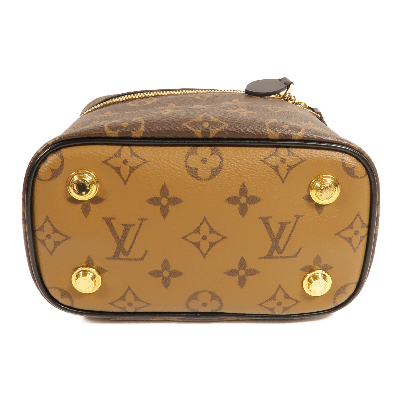 LOUIS VUITTON Monogram Reverse Vanity PM金扣手挽肩背兩用袋棕色