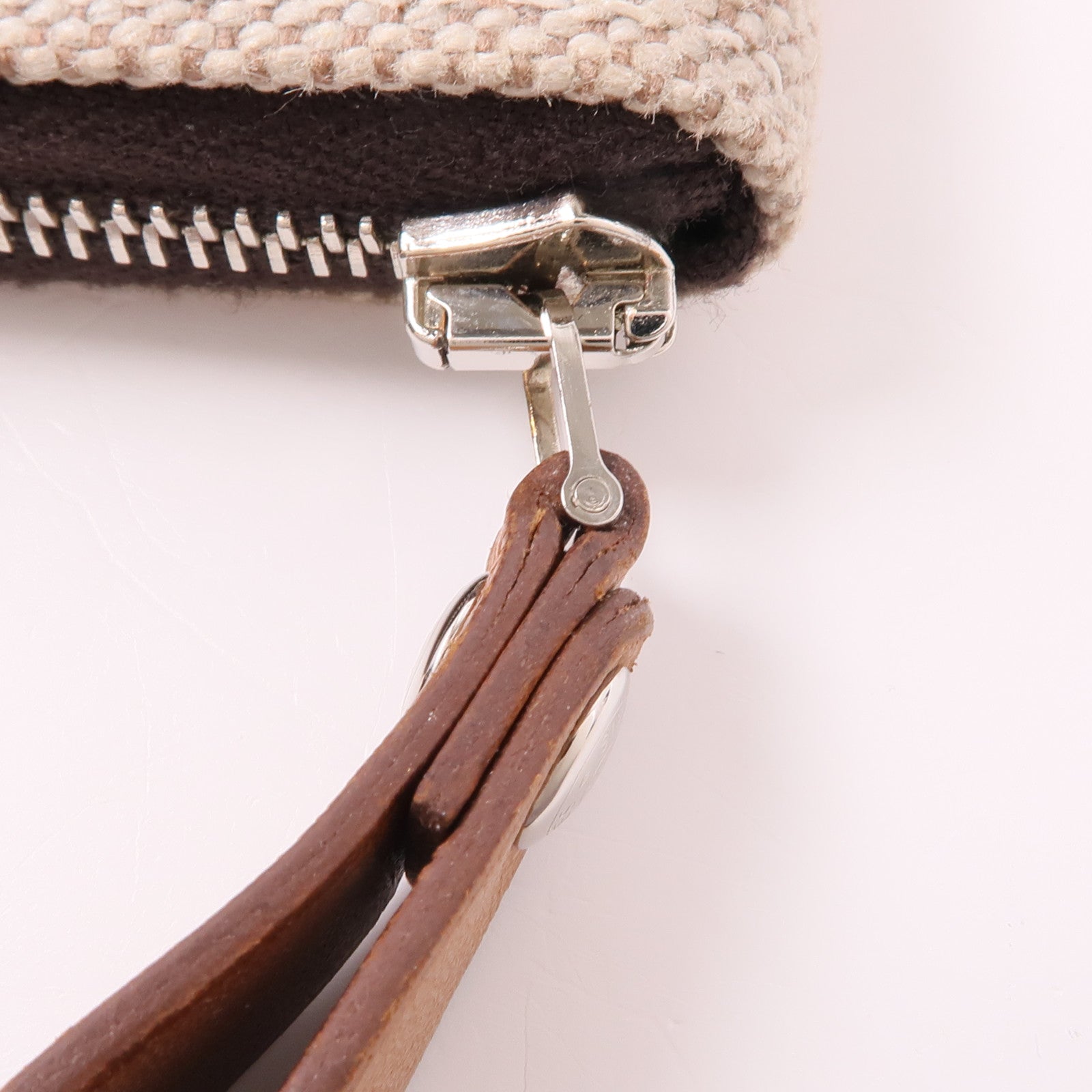 HERMES 帆布Quadrige Azap Wallet銀扣錢包Orange/Beige