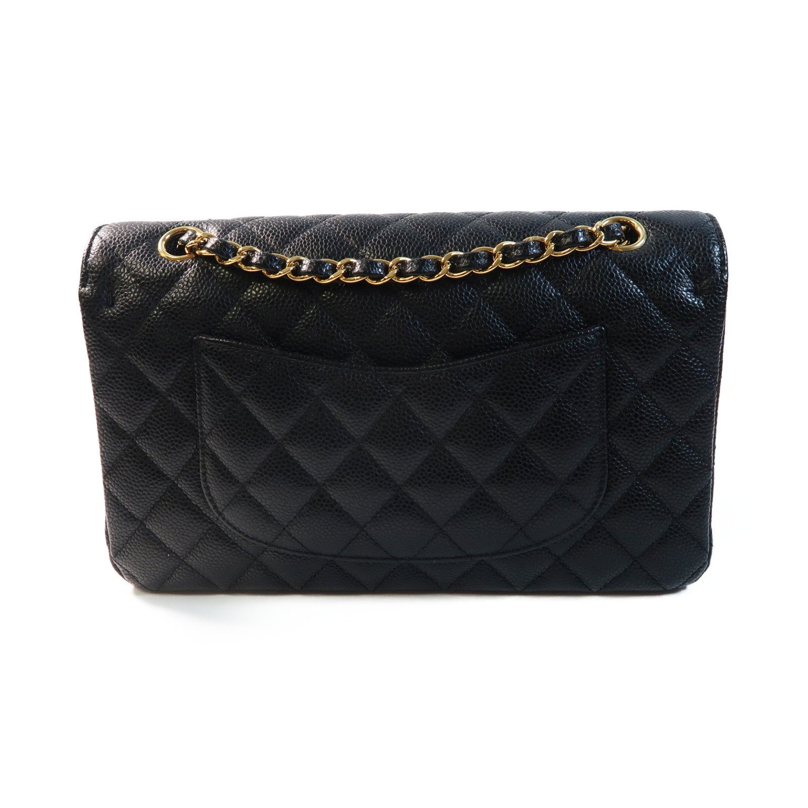 CHANEL 菱格牛皮皮革Classic 25金扣鏈帶肩背袋黑色
